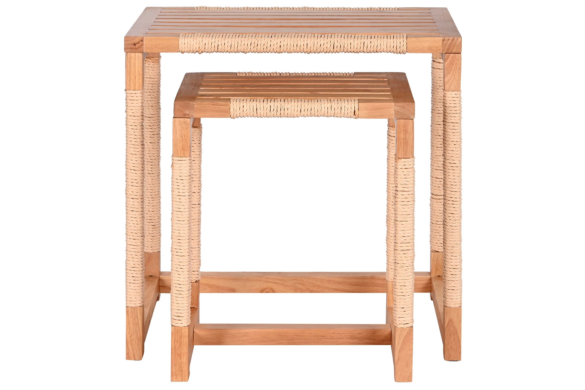 Conjunto de 2 mesas laterais em corda de abeto 58x38x60