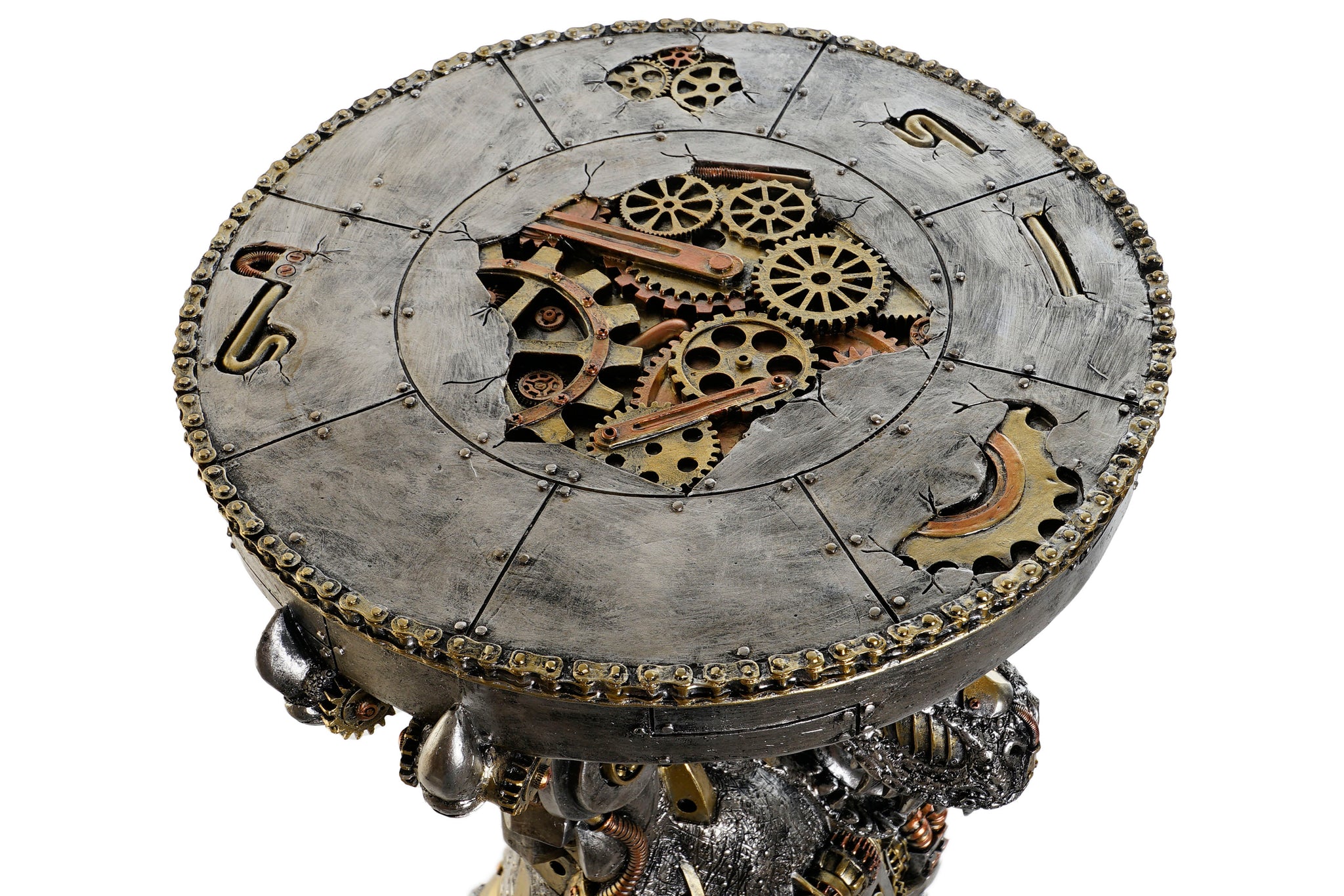 Mesita Auxiliar Resina 36X33X51 Steampunk Gris