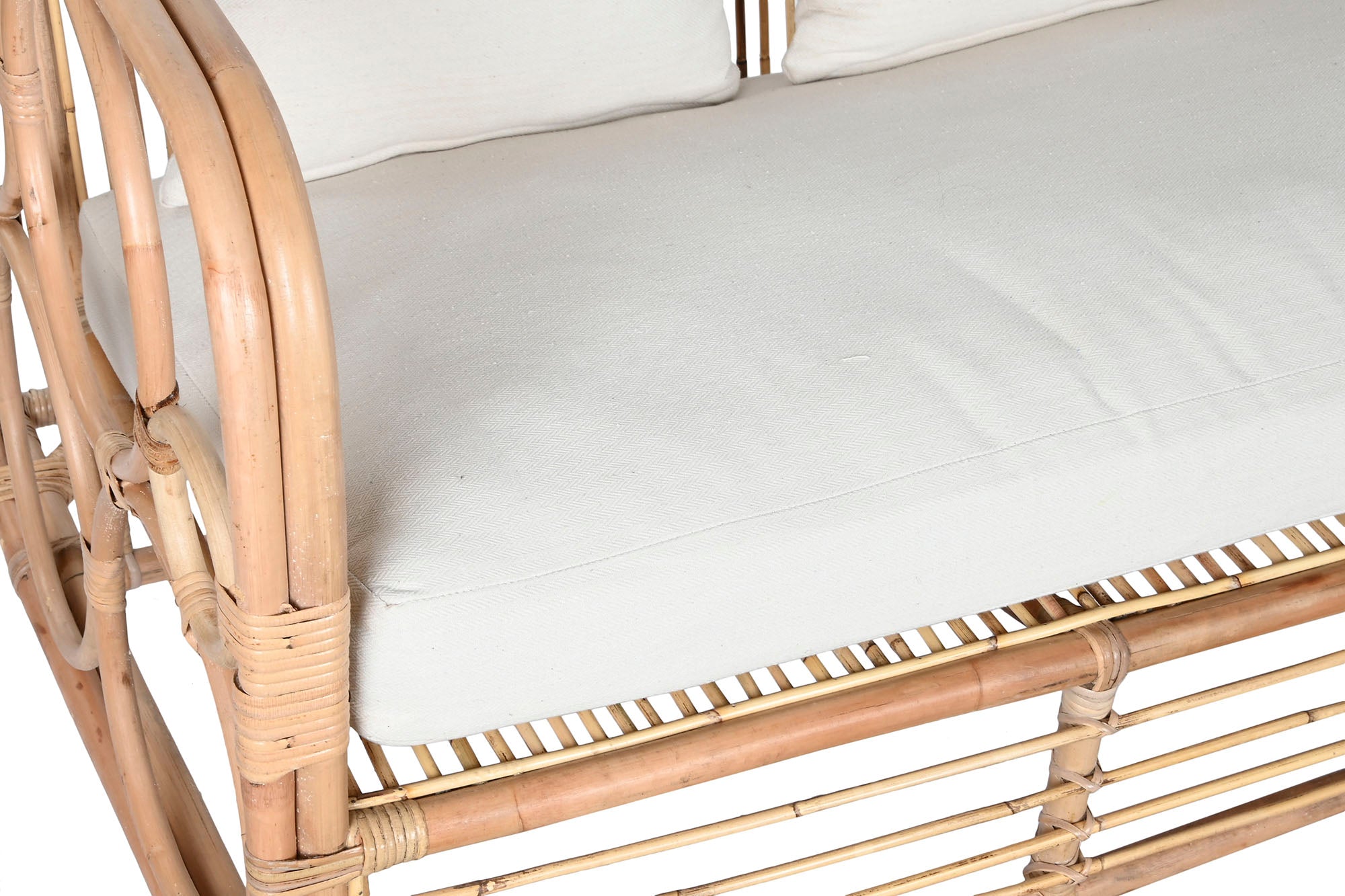 Sofá de algodão rattan 195x72x78 com almofadas de algodão N