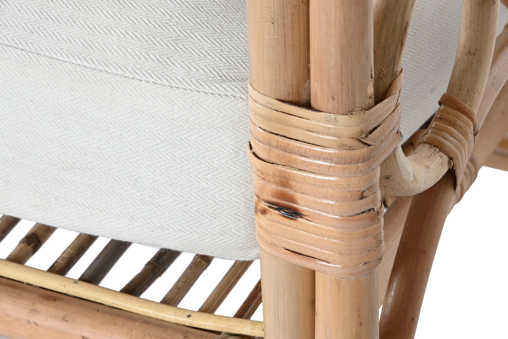 Sofá de algodão rattan 195x72x78 com almofadas de algodão N