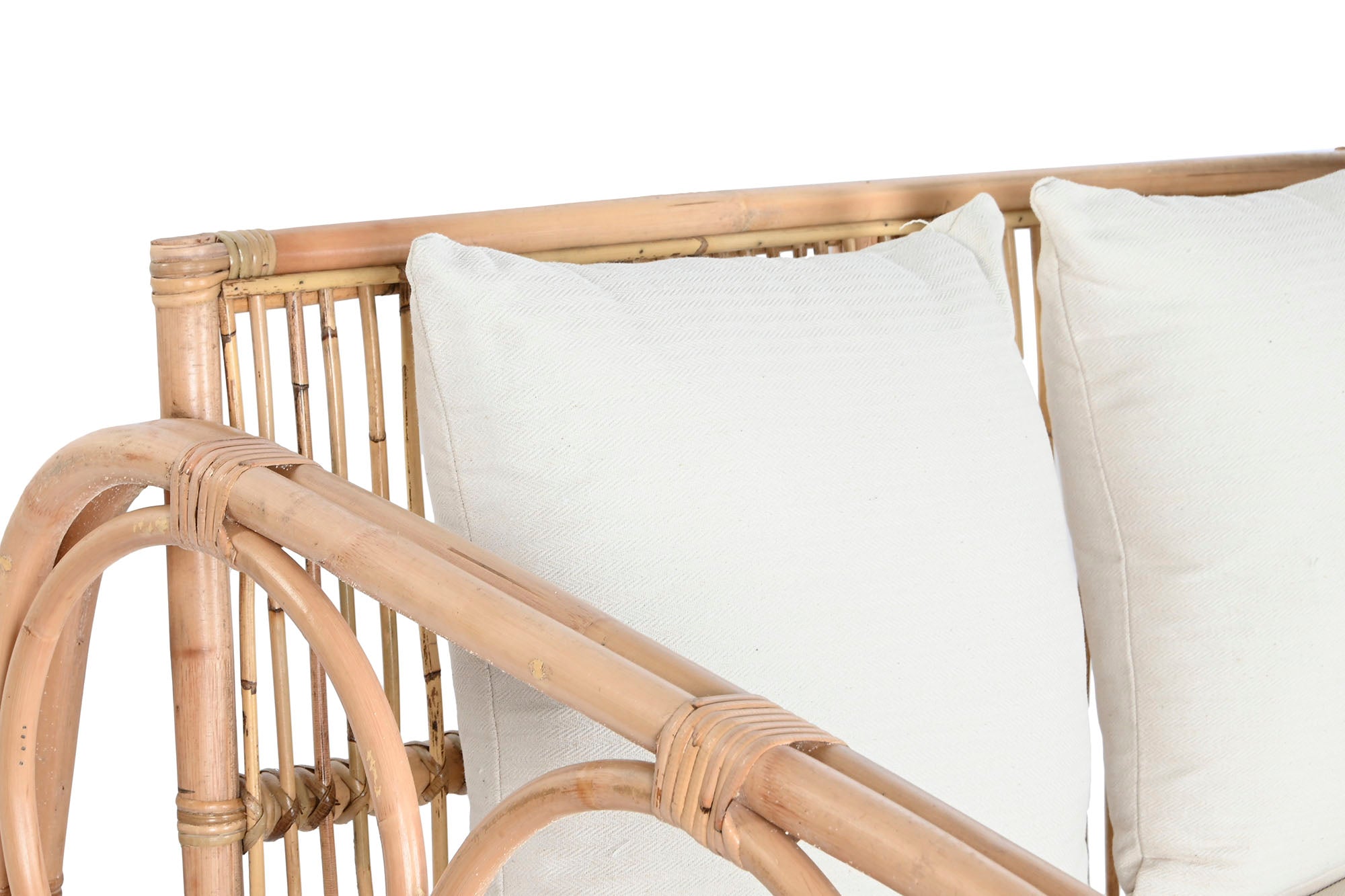 Sofá de algodão rattan 195x72x78 com almofadas de algodão N