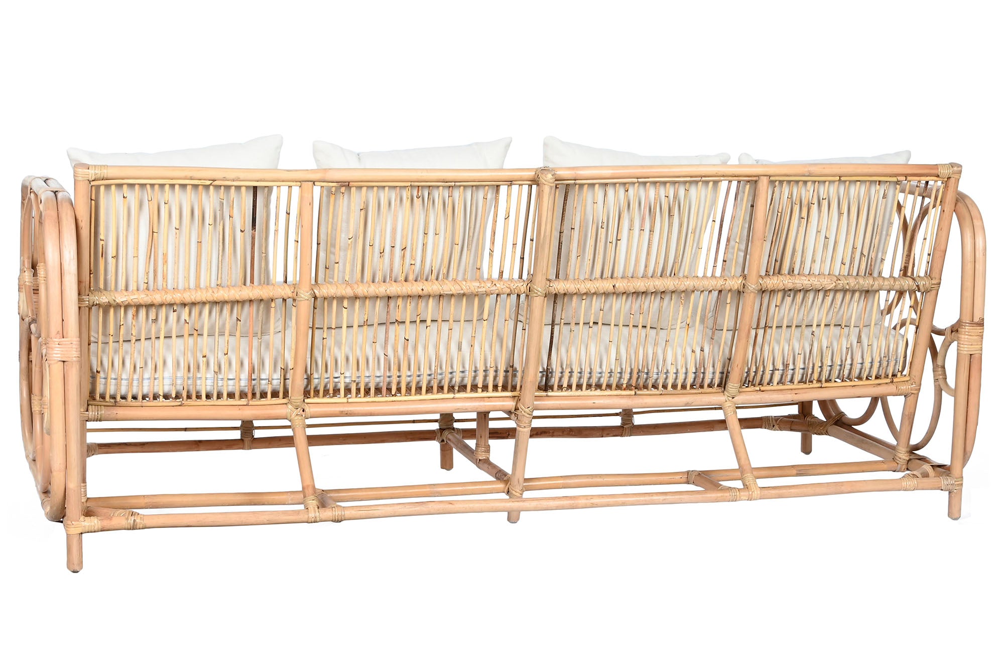 Sofá de algodão rattan 195x72x78 com almofadas de algodão N