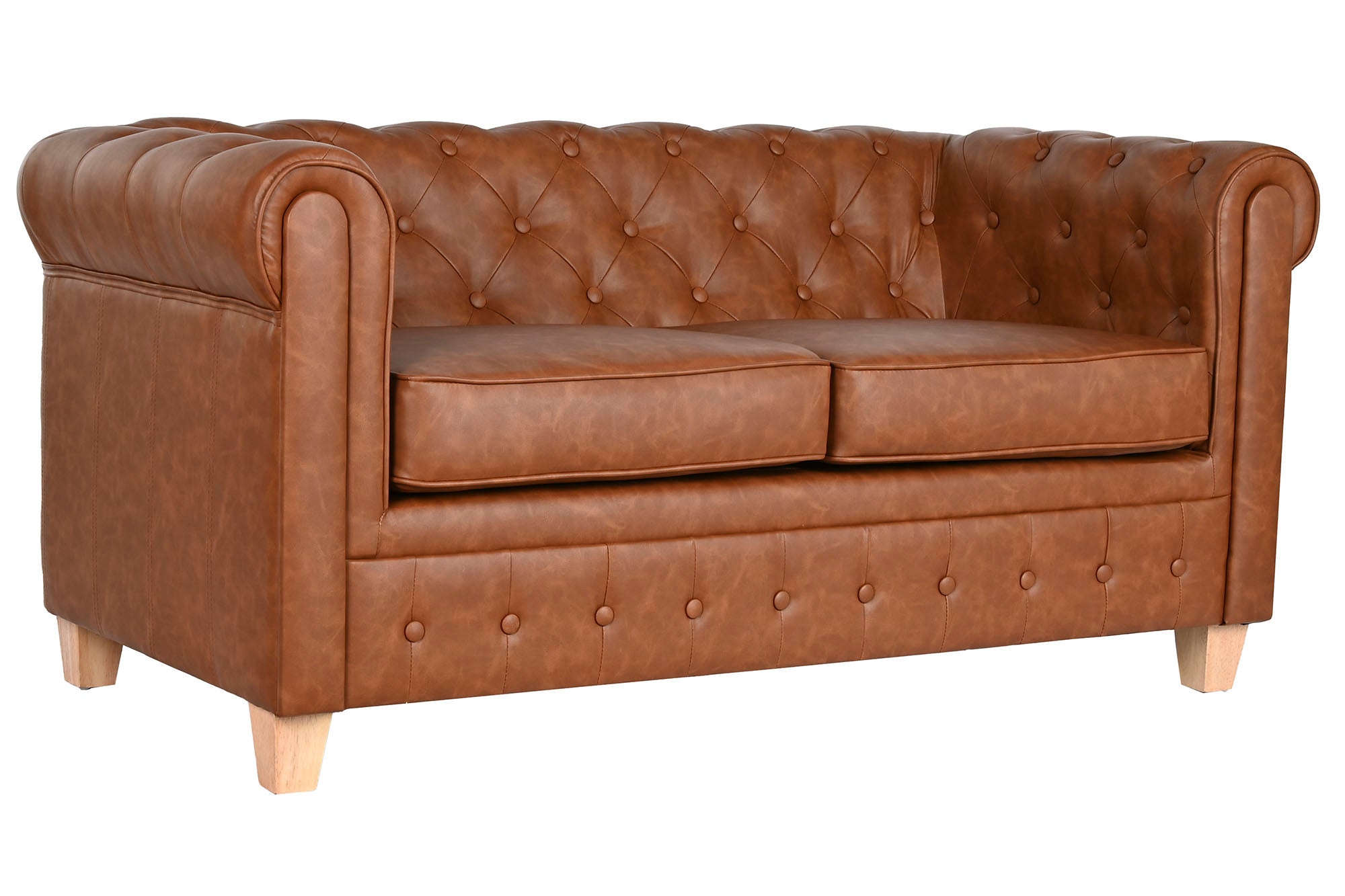 Sofa Poliester Madera 151X79X70 2 Plazas Marron