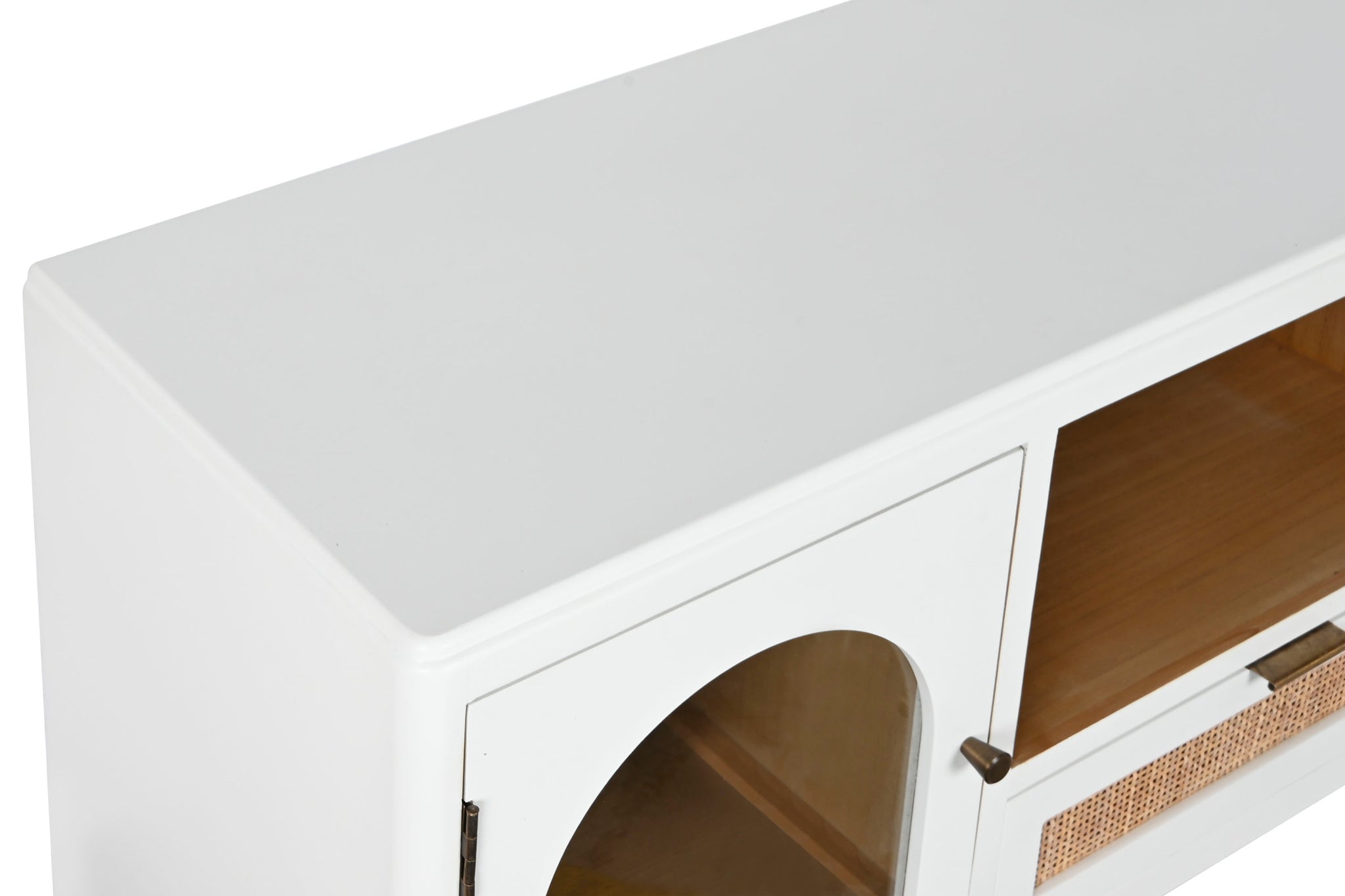 Móvel de TV de vidro Paulownia 120x40x50 branco