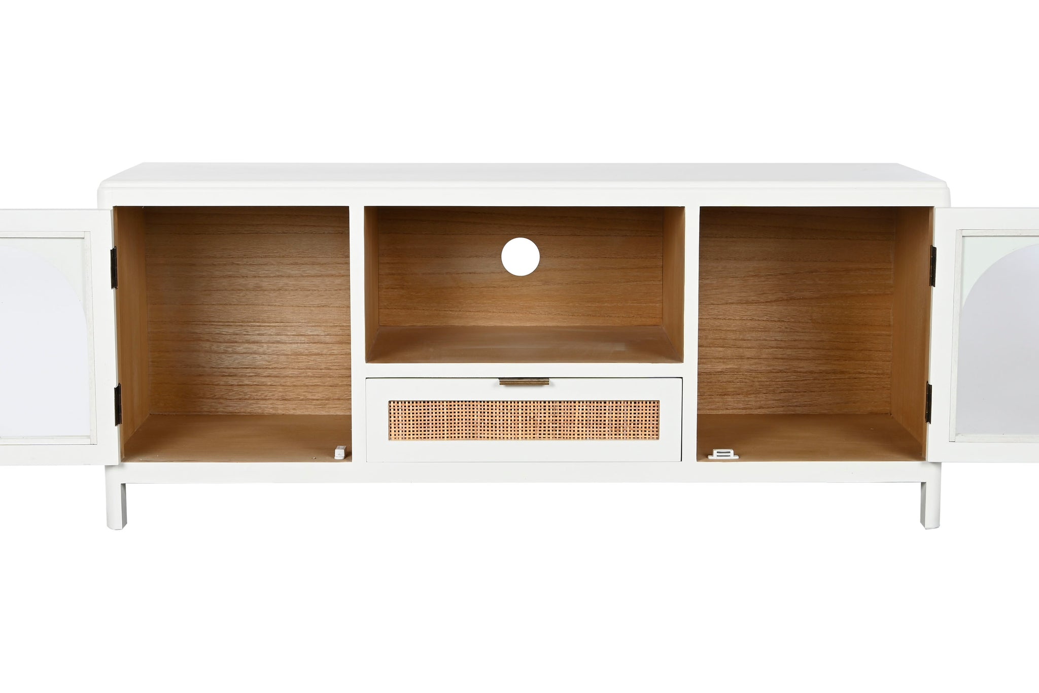 Móvel de TV de vidro Paulownia 120x40x50 branco