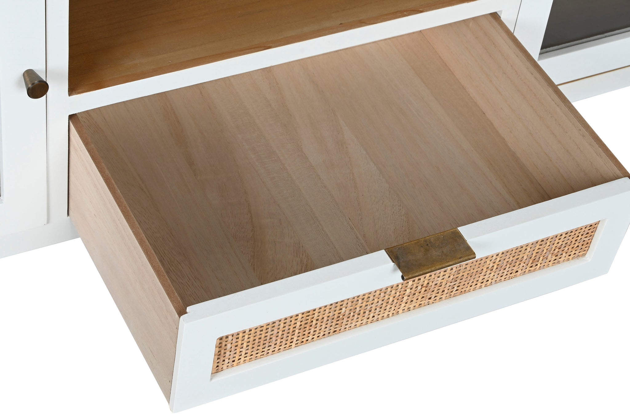 Móvel de TV de vidro Paulownia 120x40x50 branco