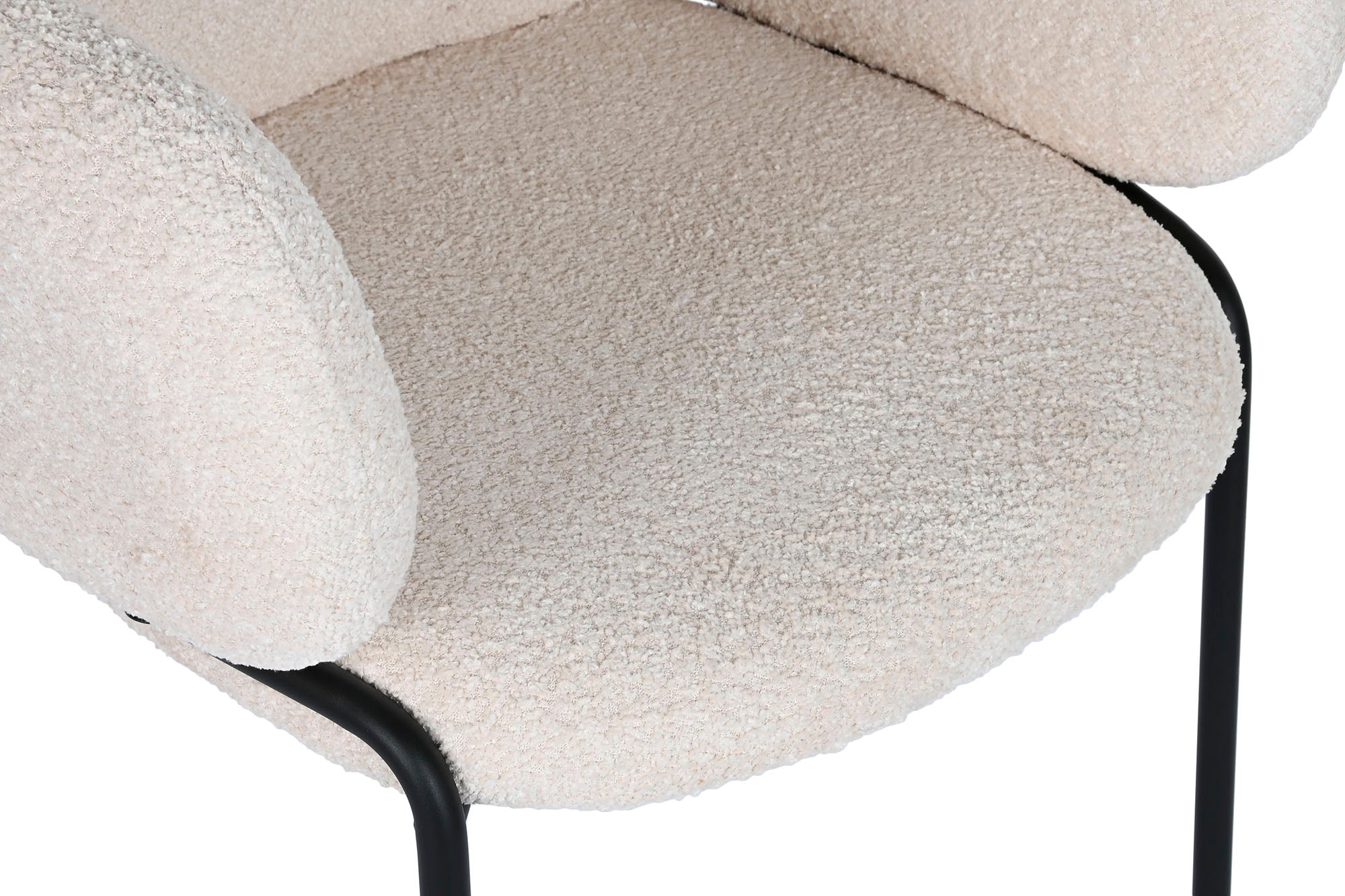 Cadeira de metal de poliéster 60x62x84 Bouclé creme