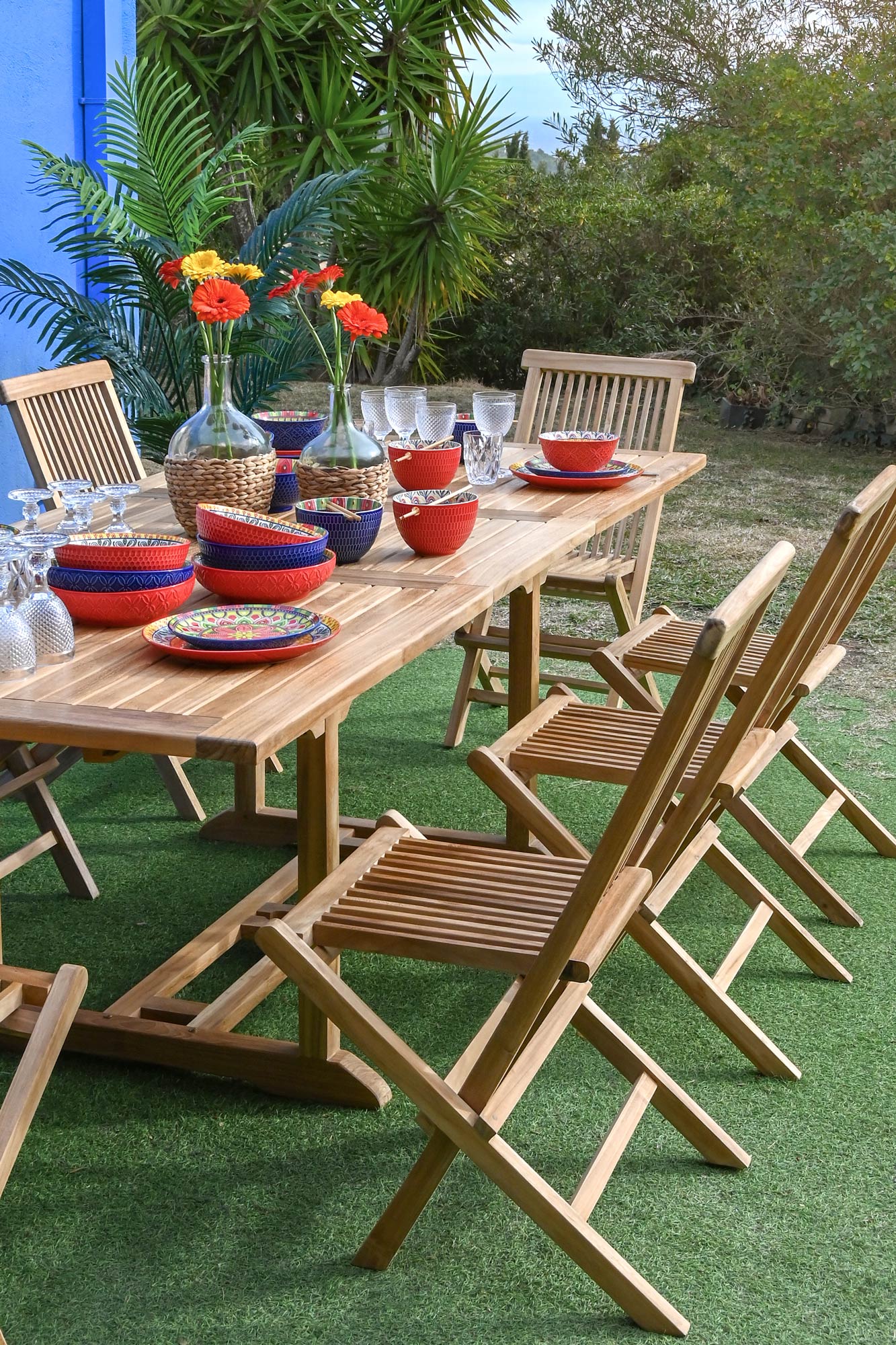 Mesa Comedor Set 9 Teca 180X100X75 Extensible A 24