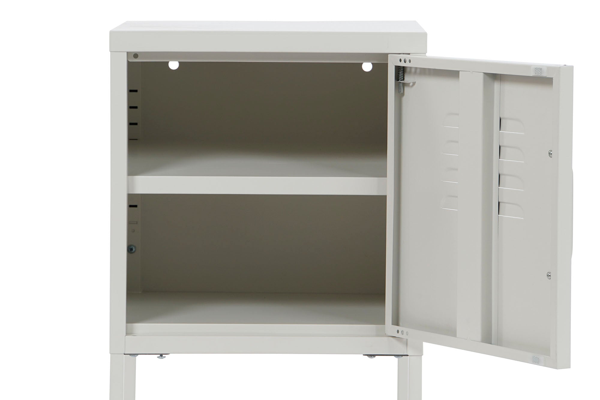 Mesa de cabeceira de metal 35x35x51 com armário branco