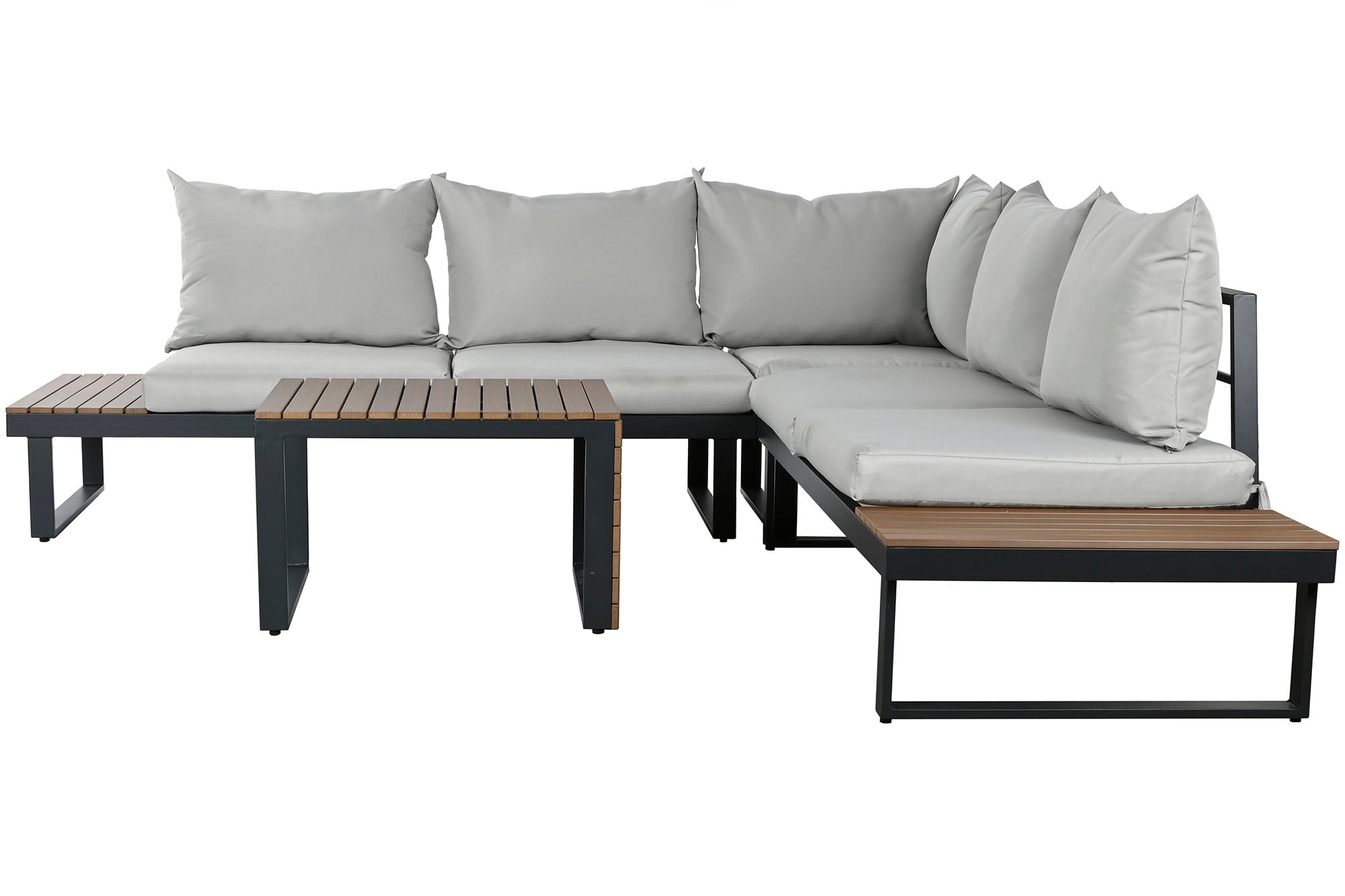 Sofa Set 4 Aluminio Poliester 227X159X64 Gris