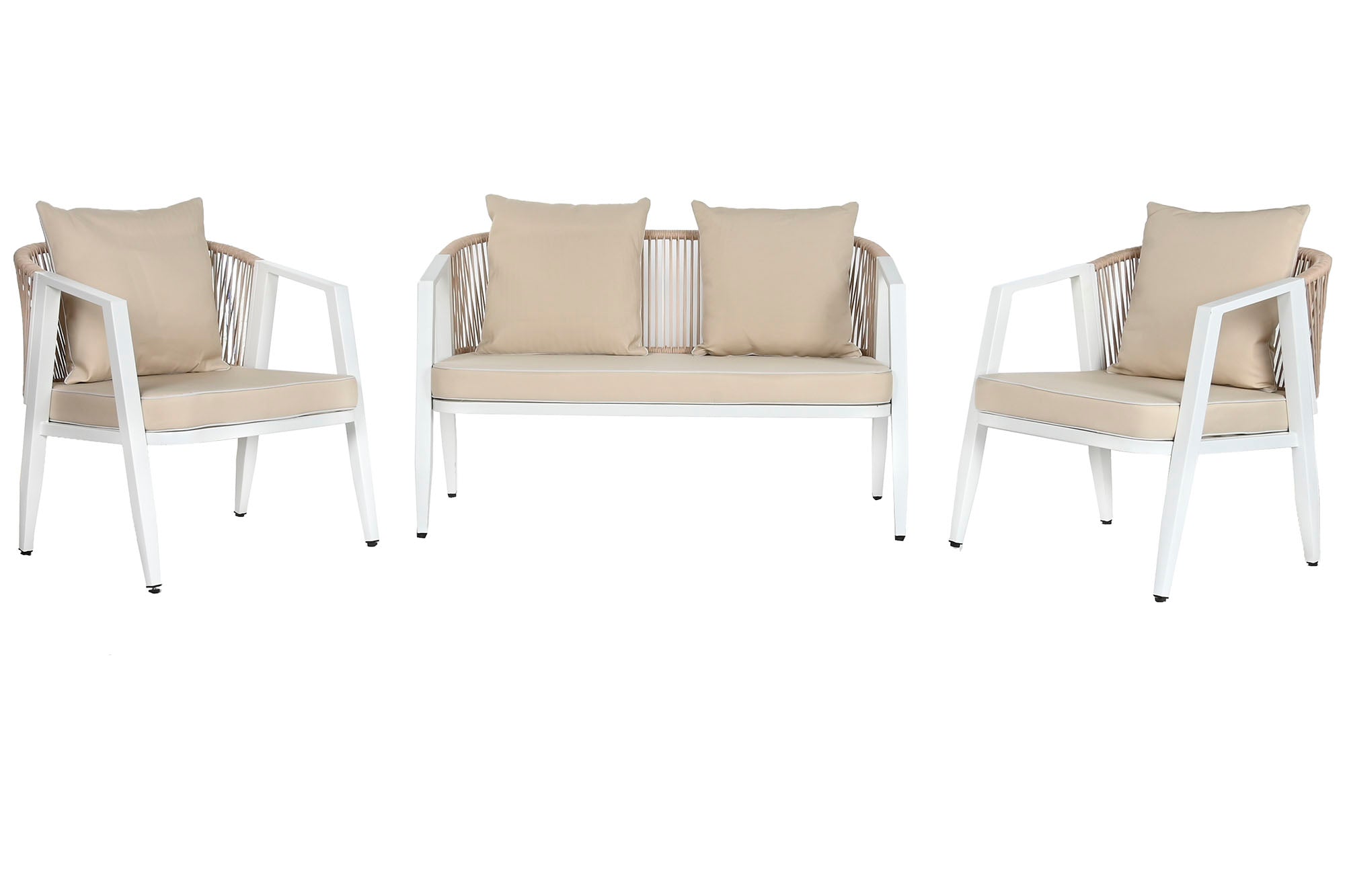 Sofa Set 4 Acero Poliester 123X66X72 Blanco