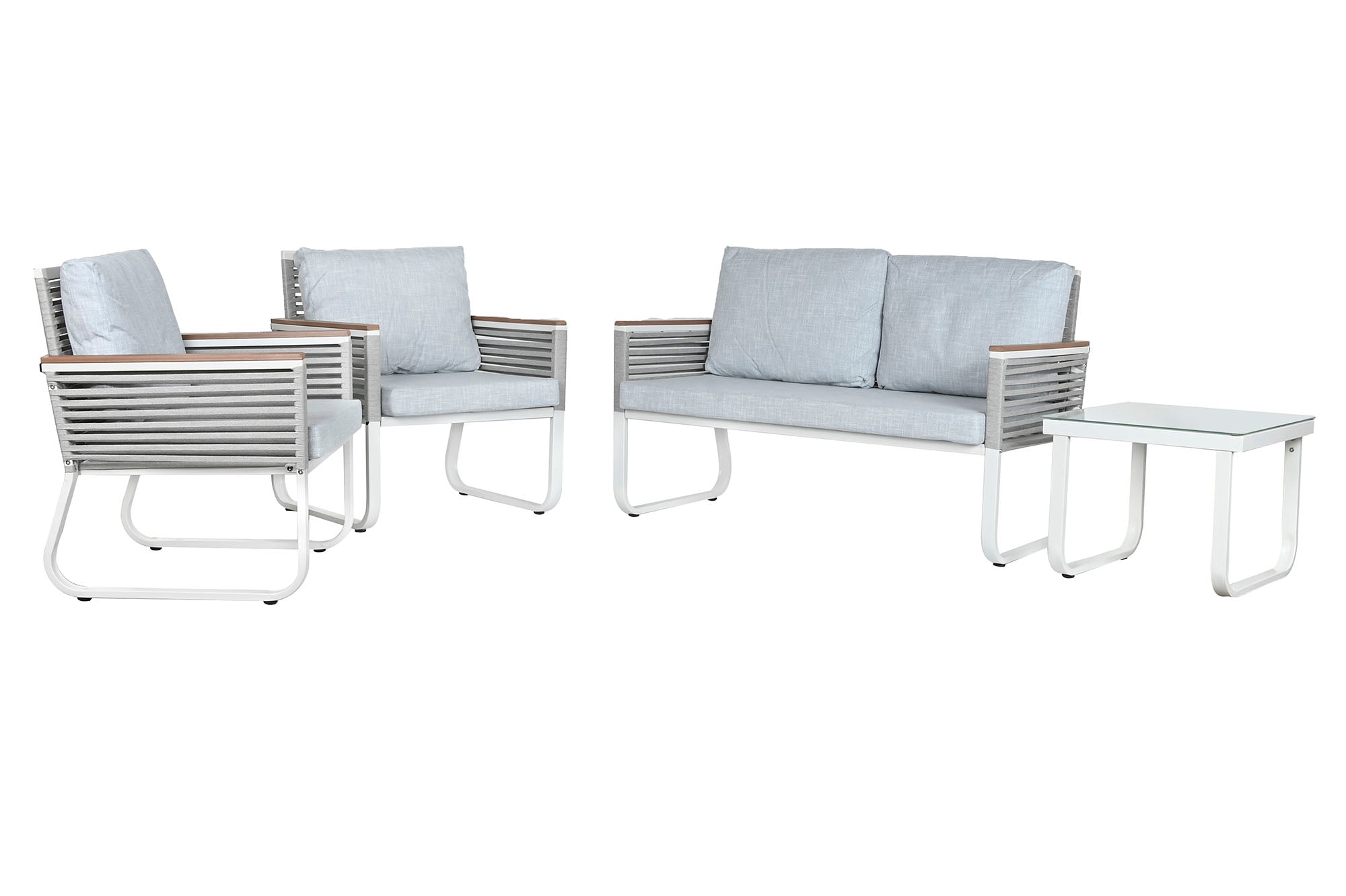 Sofa Set 5 Acero Policarbonato 128X69X79 Blanco