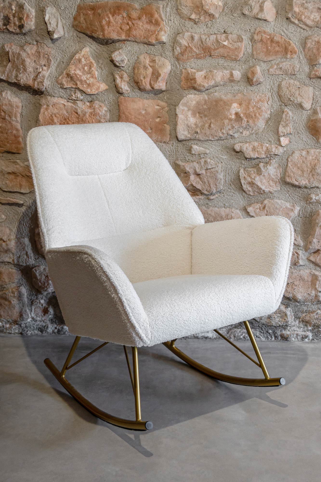 Rocking Chair Polyester Metal 73X75X97 Sheepskin