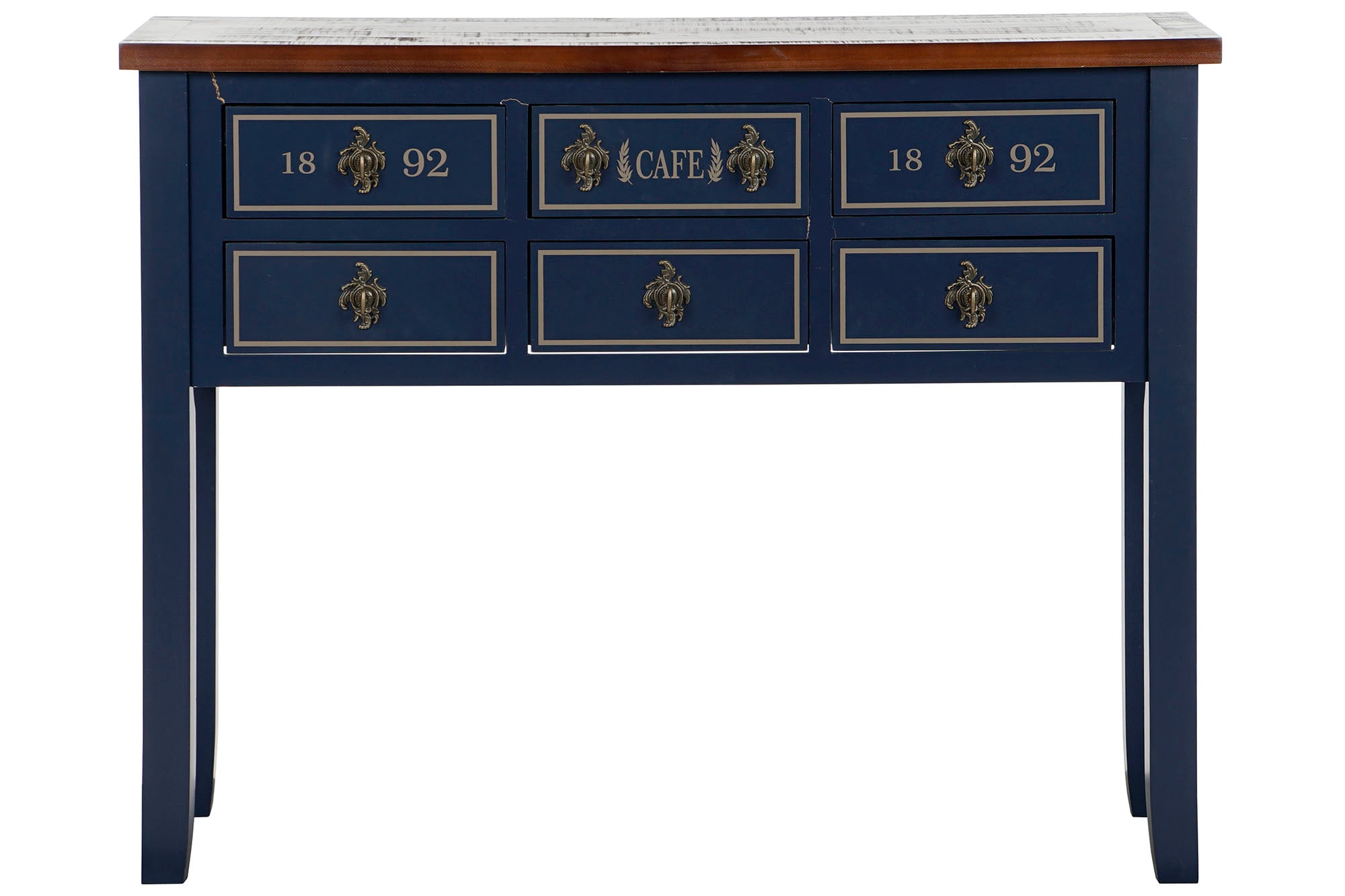 Consola Paulownia 103X35X80 10Caj, Azul Marino