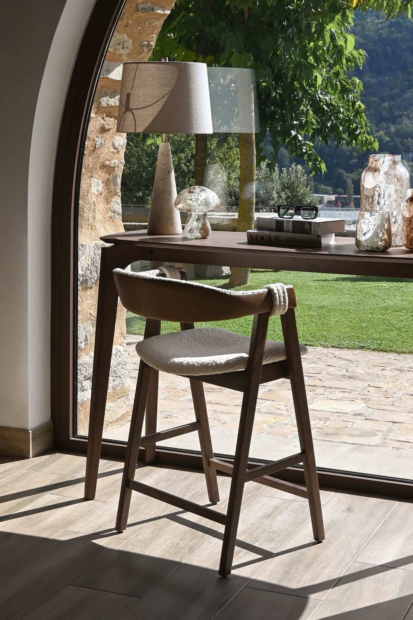 Rubber Wood Stool 54X58X86 White Loop