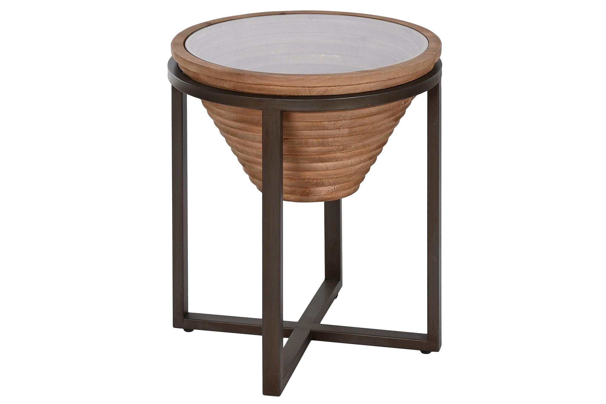 Fir Glass Side Table 46x46x55.5 Natural