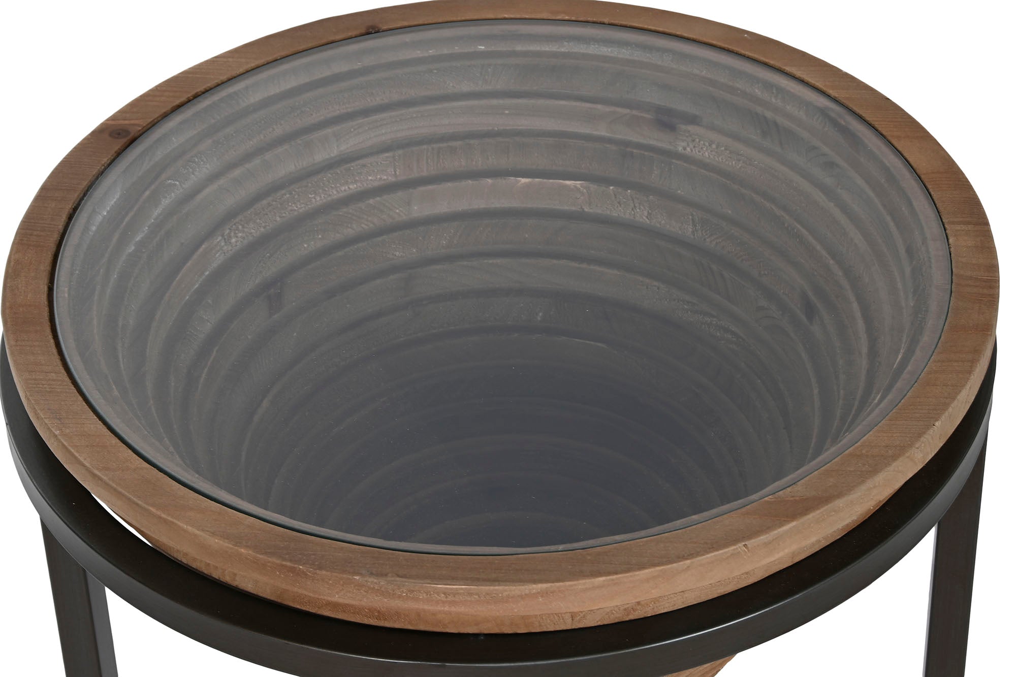 Fir Glass Side Table 46x46x55.5 Natural