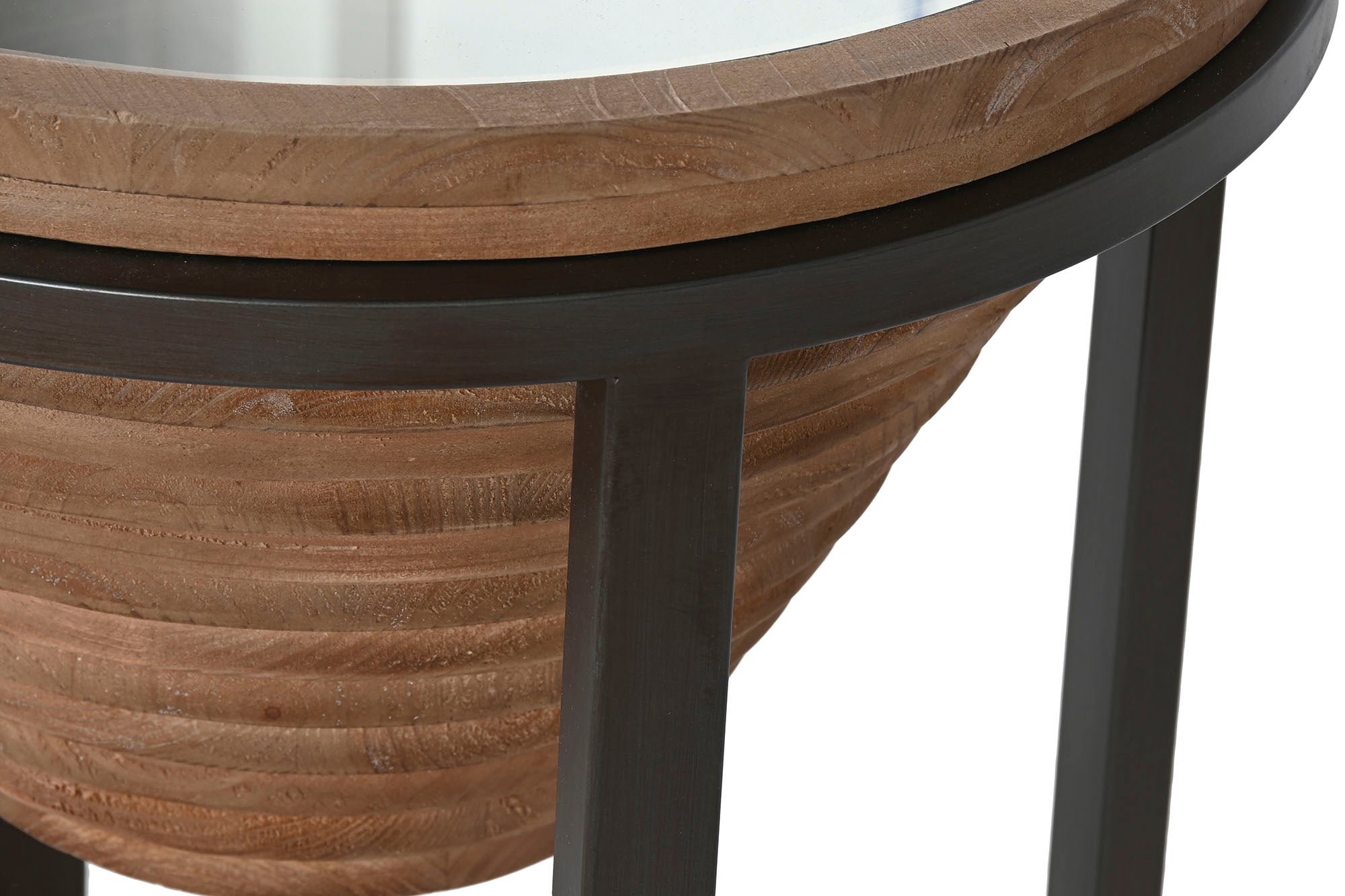 Fir Glass Side Table 46x46x55.5 Natural