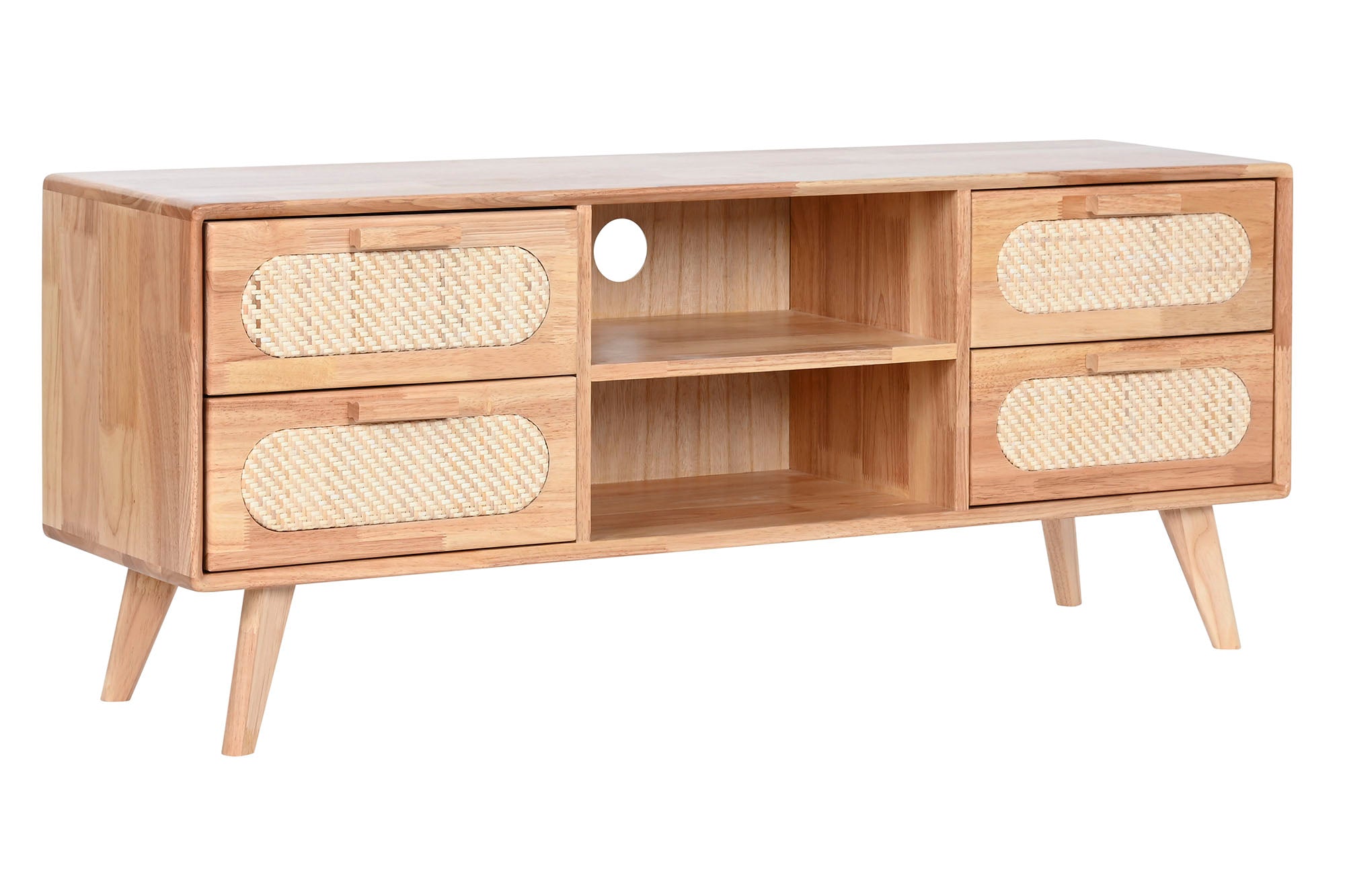 Mueble Tv Rubberwood Ratan 120X30X48 Natural