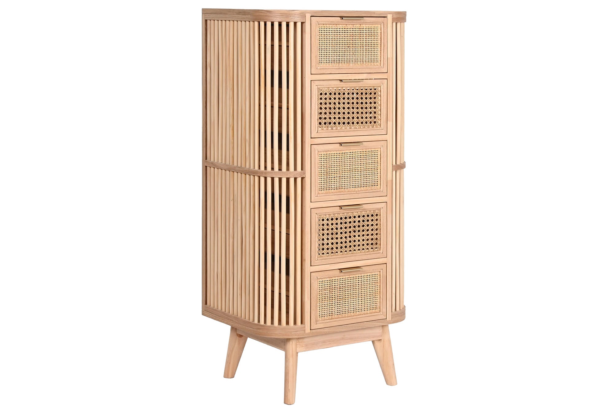 Fir Rattan Chest of Drawers 48x35x105 Natural