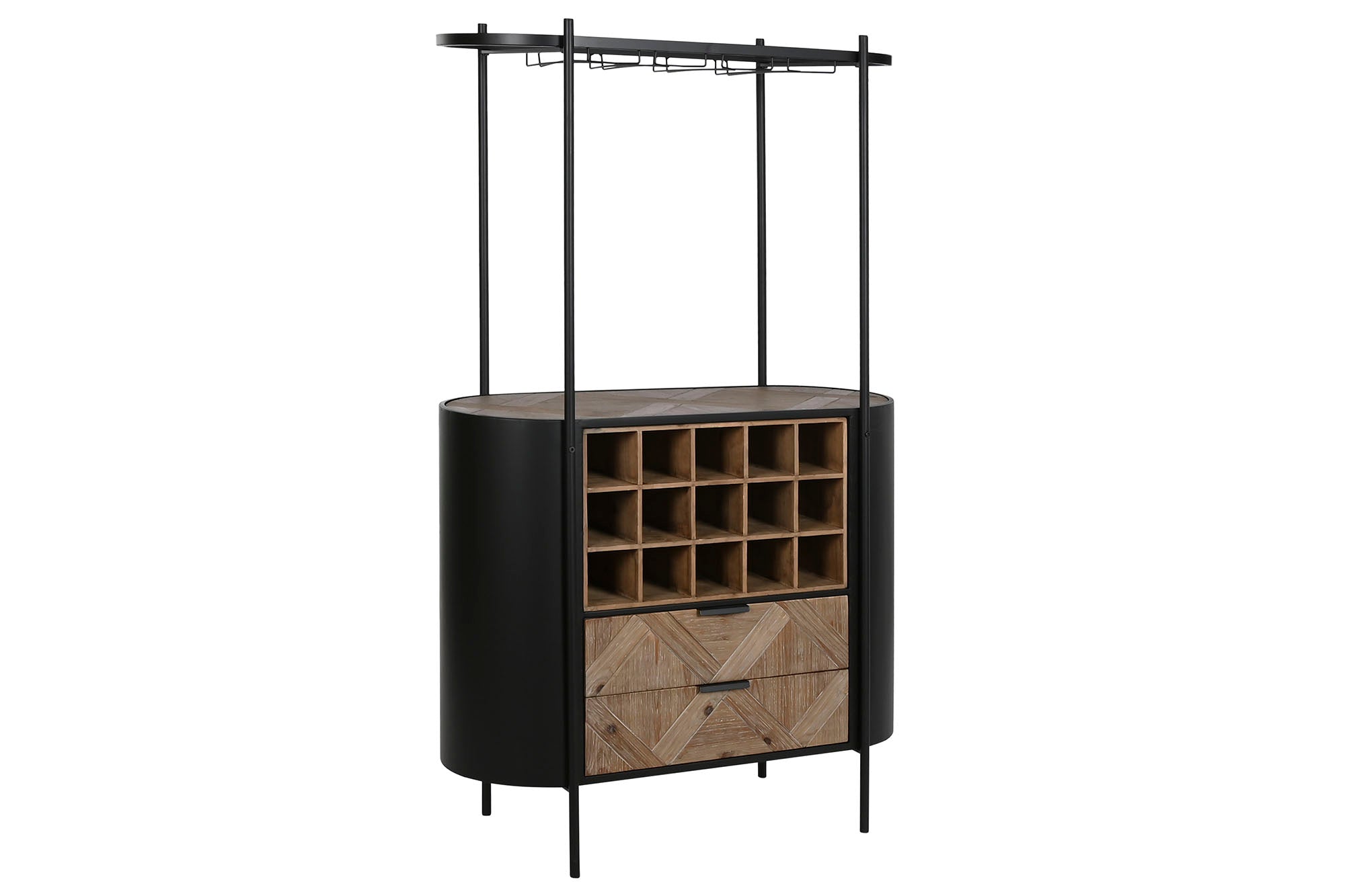 Porta-garrafas de metal Fir 90x36x150 preto