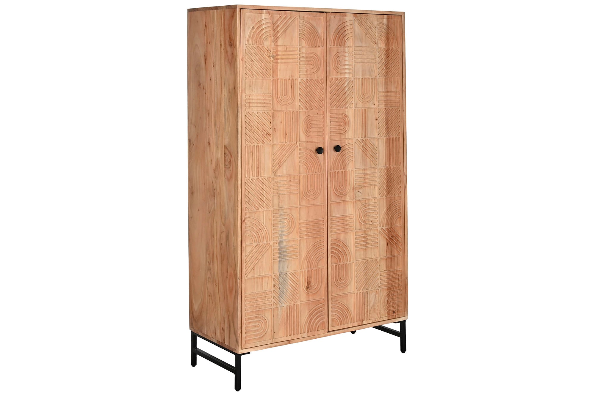 Armario Acacia Metal 90X40X161 Marron