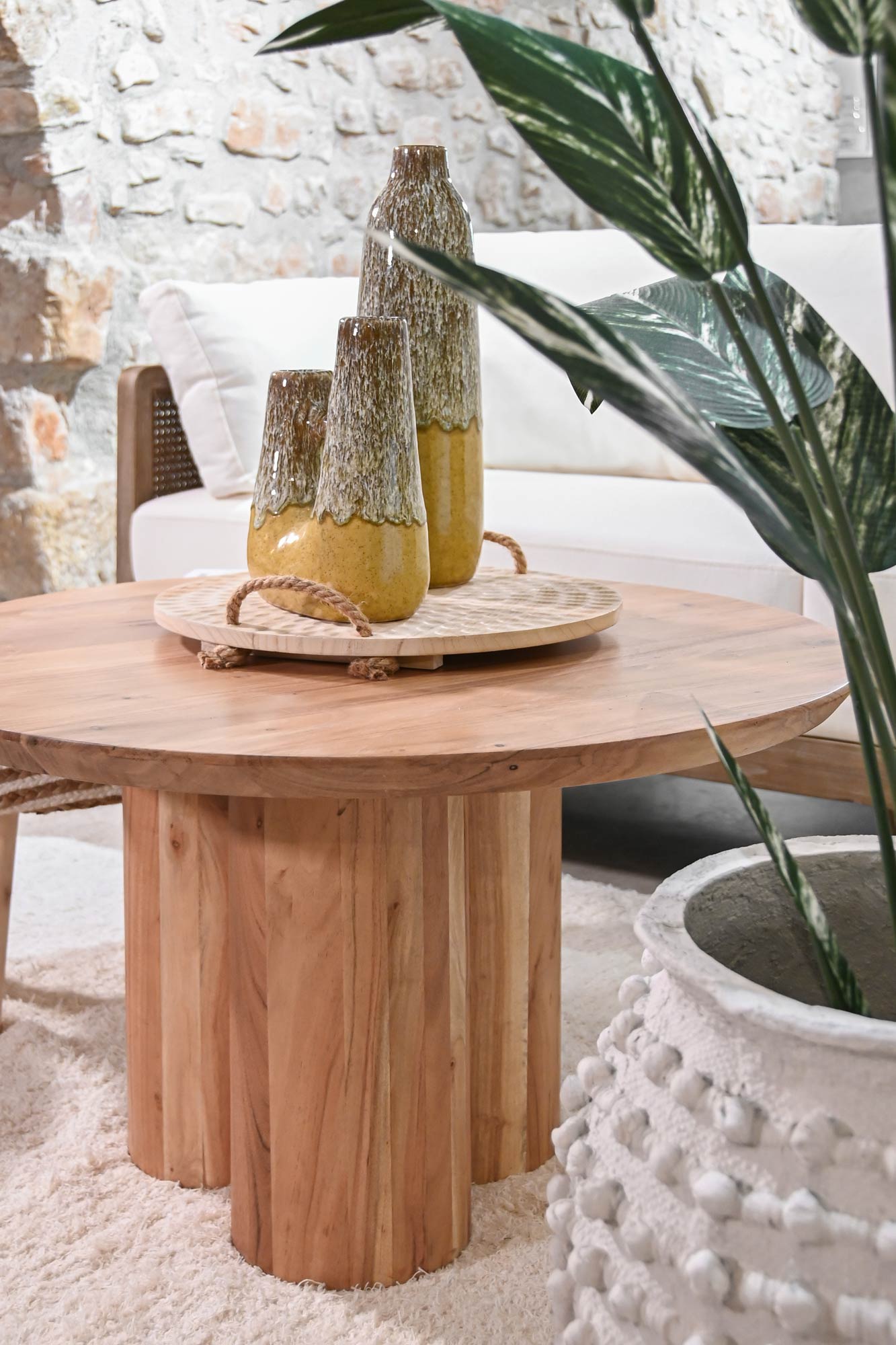 Mesa Centro Acacia 80X80X45 Natural