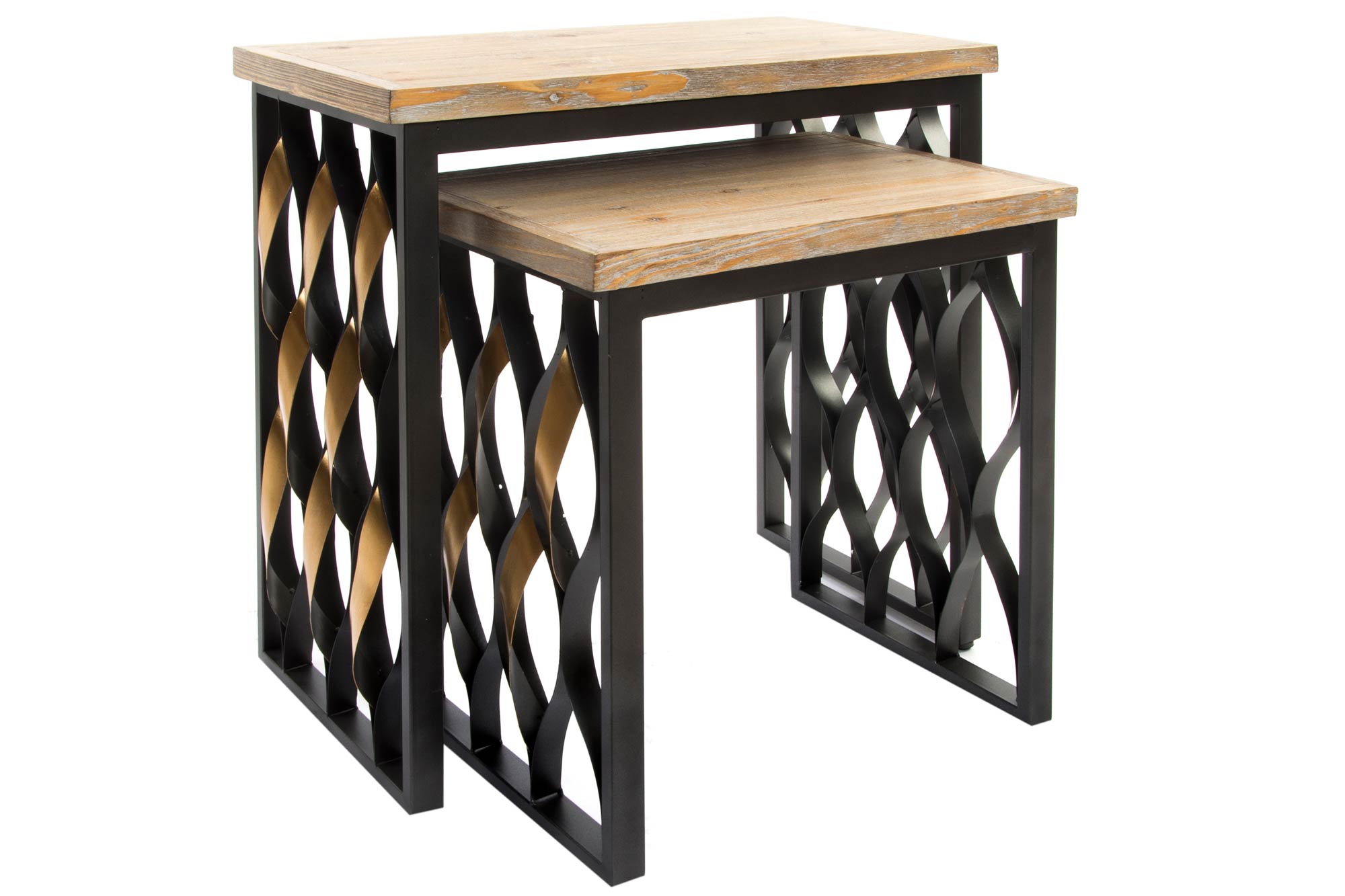 Industrial Wood Side Table Set of 2 64x34x65cm