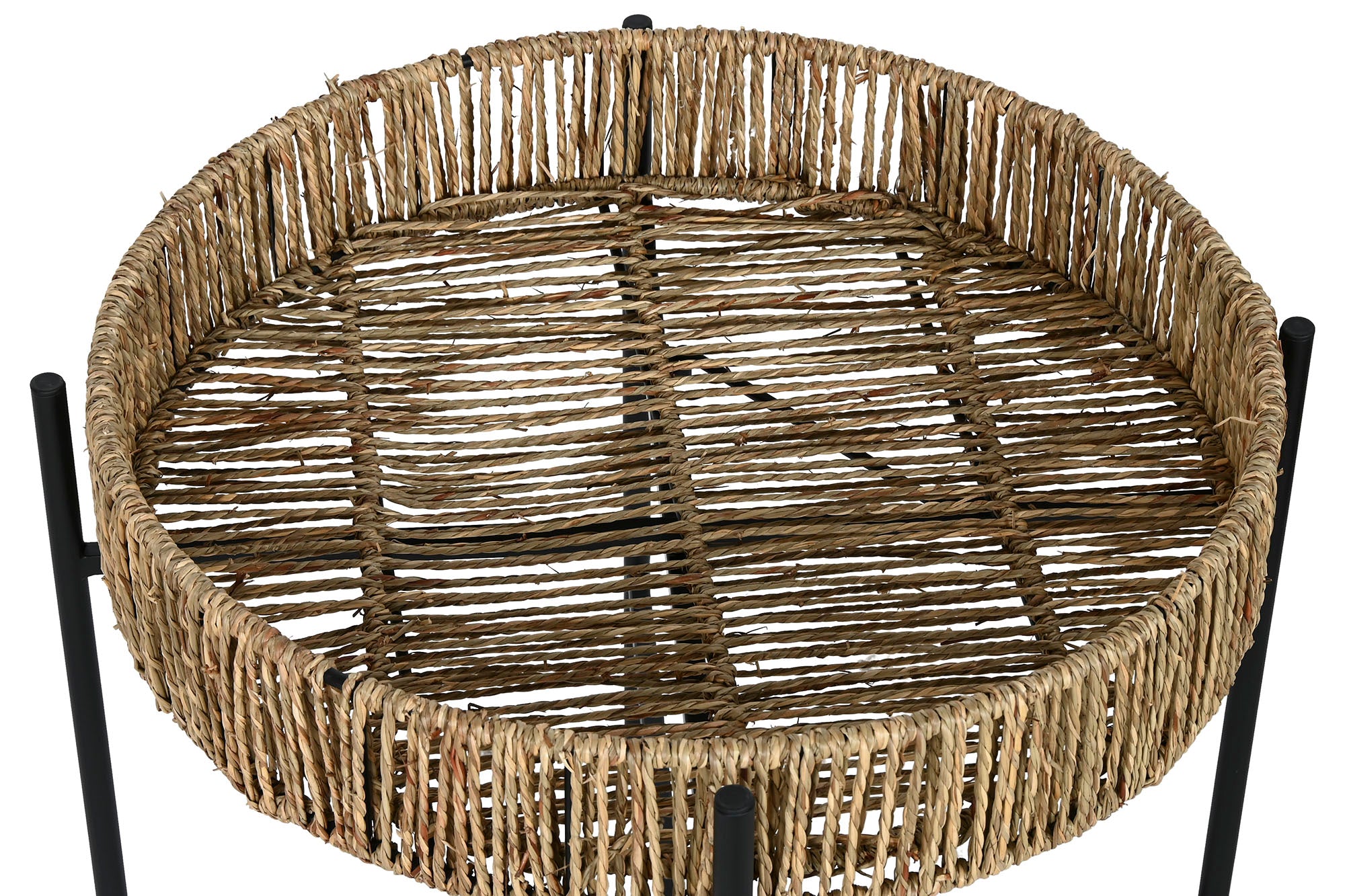 Side Table Set of 2 Metal Fiber 49X49X44 Black