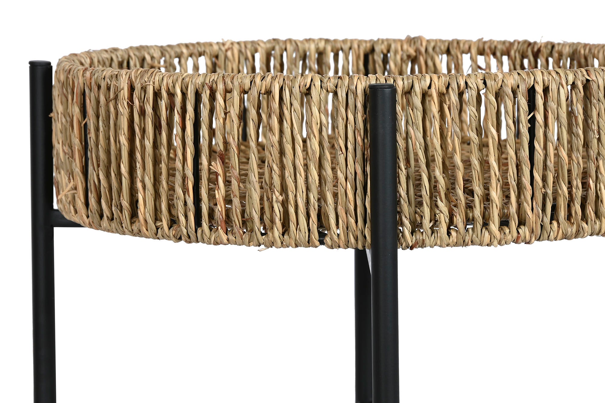 Side Table Set of 2 Metal Fiber 49X49X44 Black