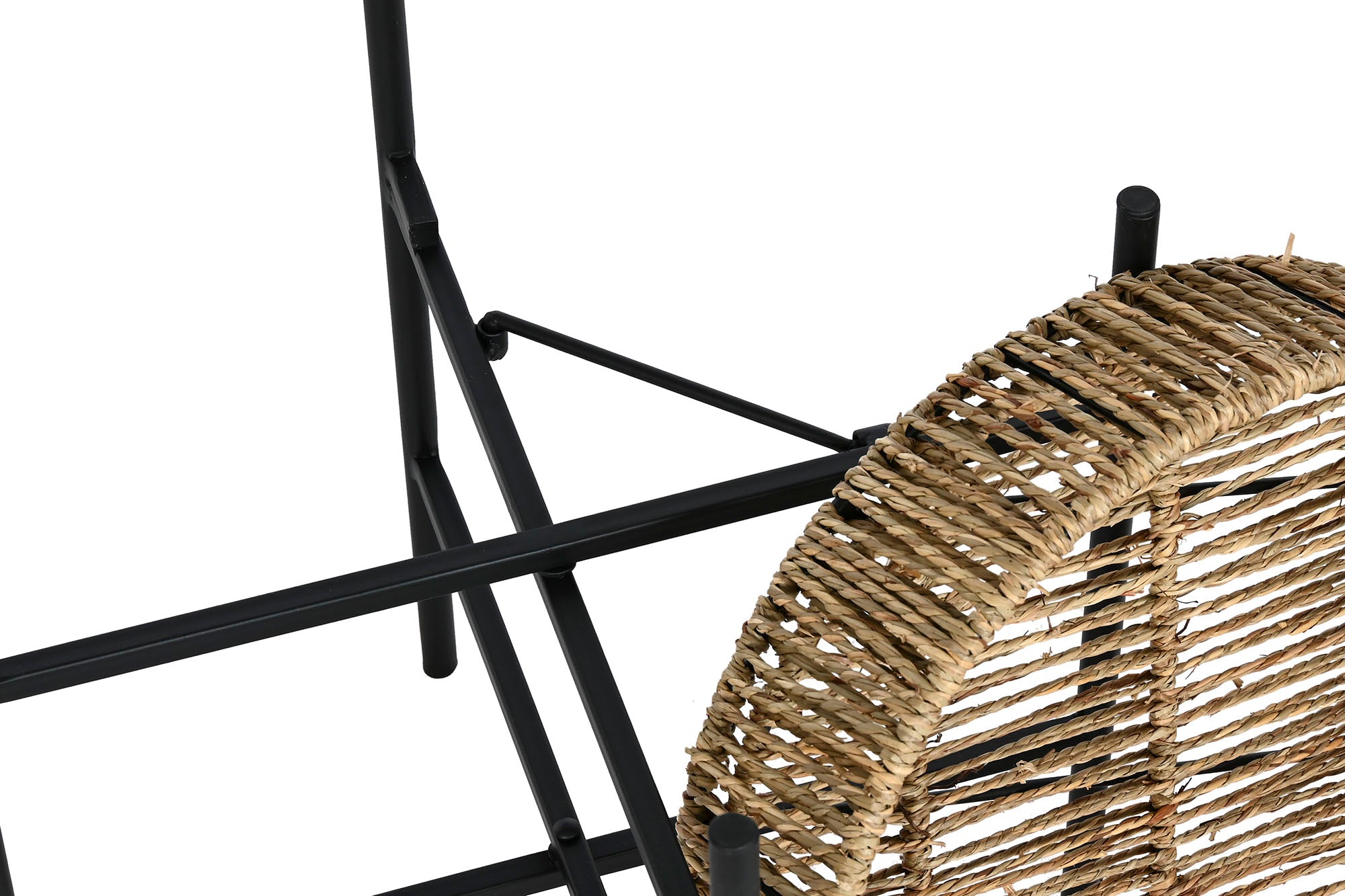 Side Table Set of 2 Metal Fiber 49X49X44 Black