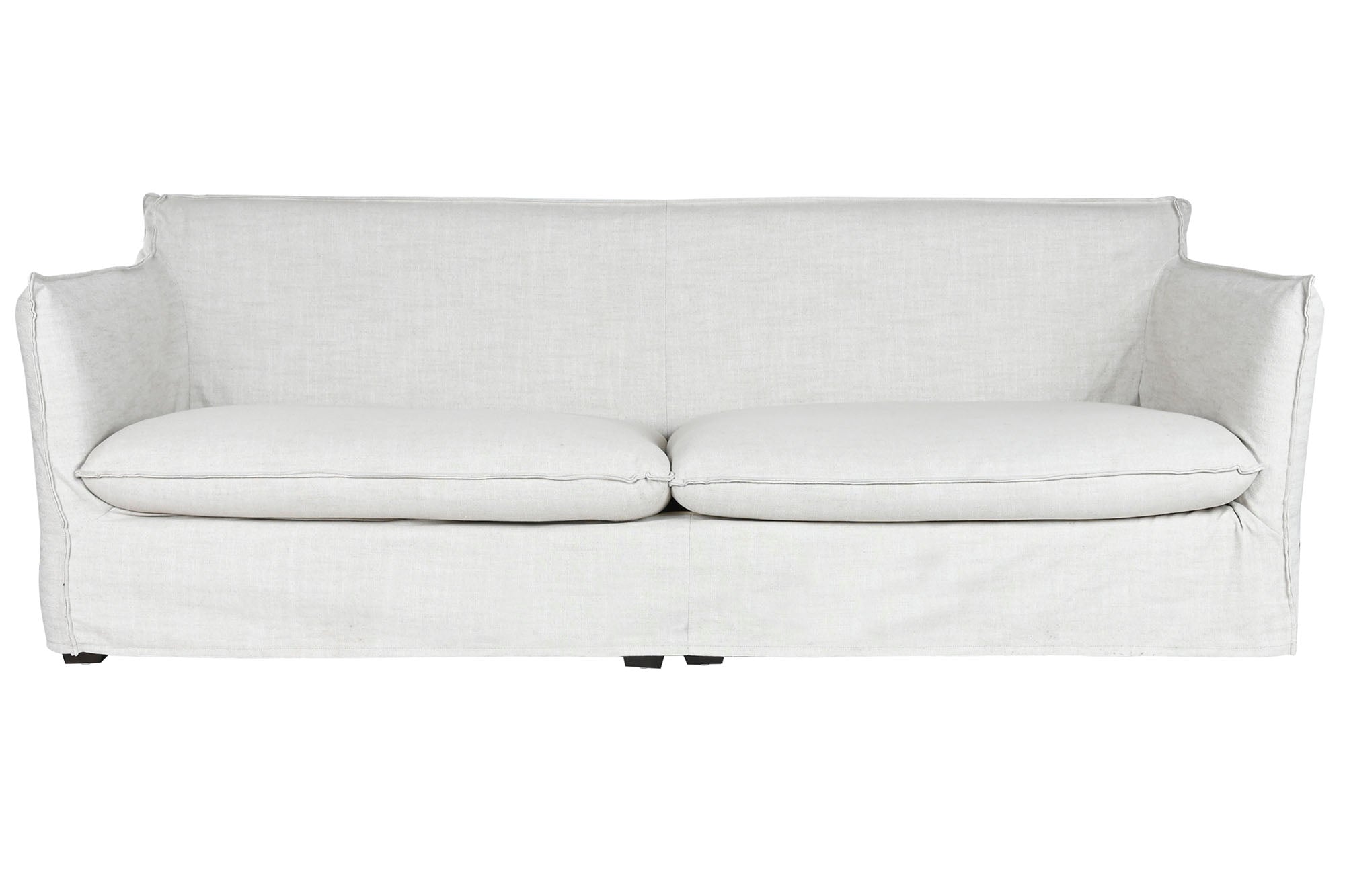 Sofá de linho 260x110x86 com 7 almofadas bege