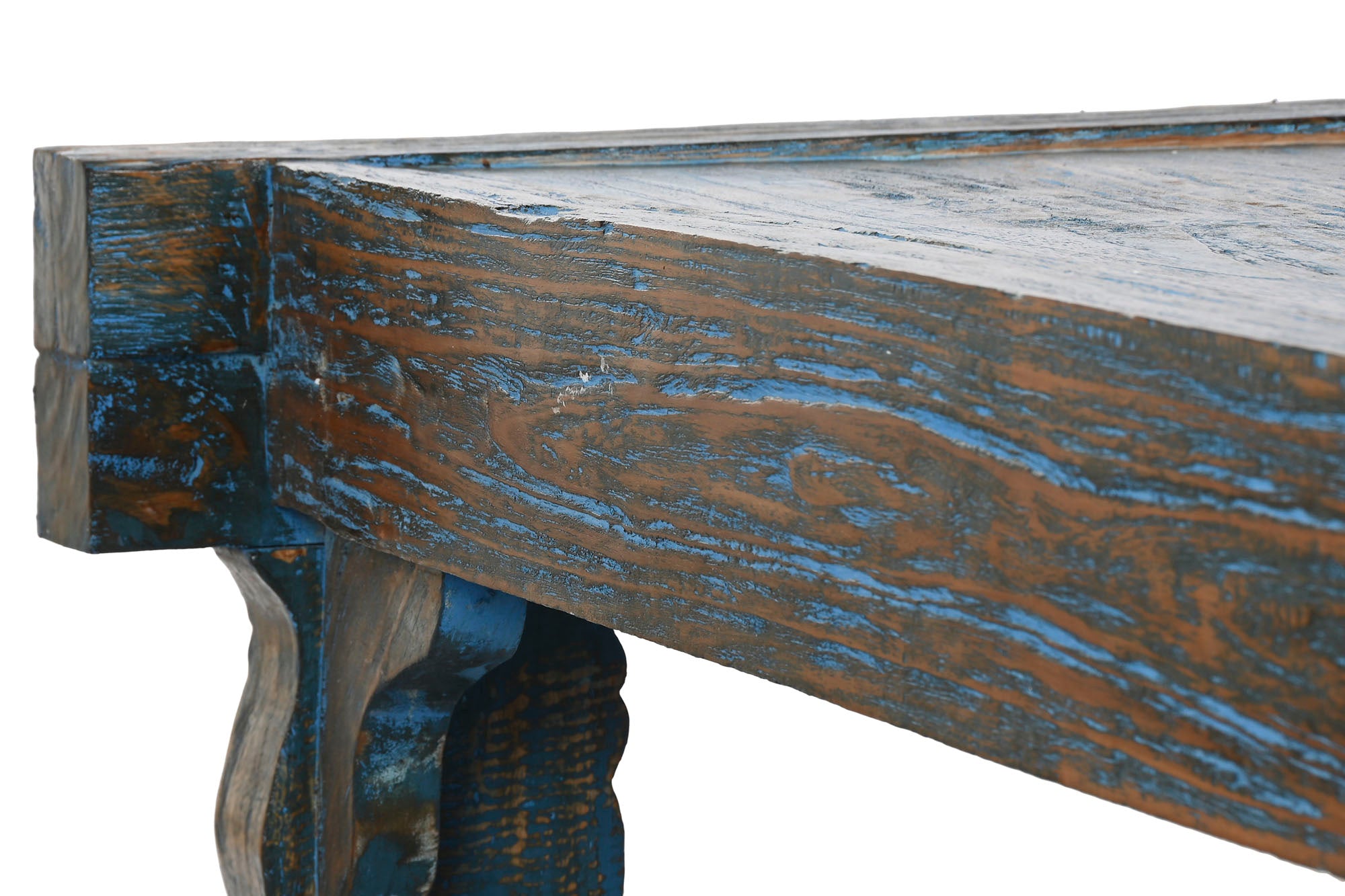 Mesa de Centro de Teca 150x150x40 Esculpida Rosa Azul