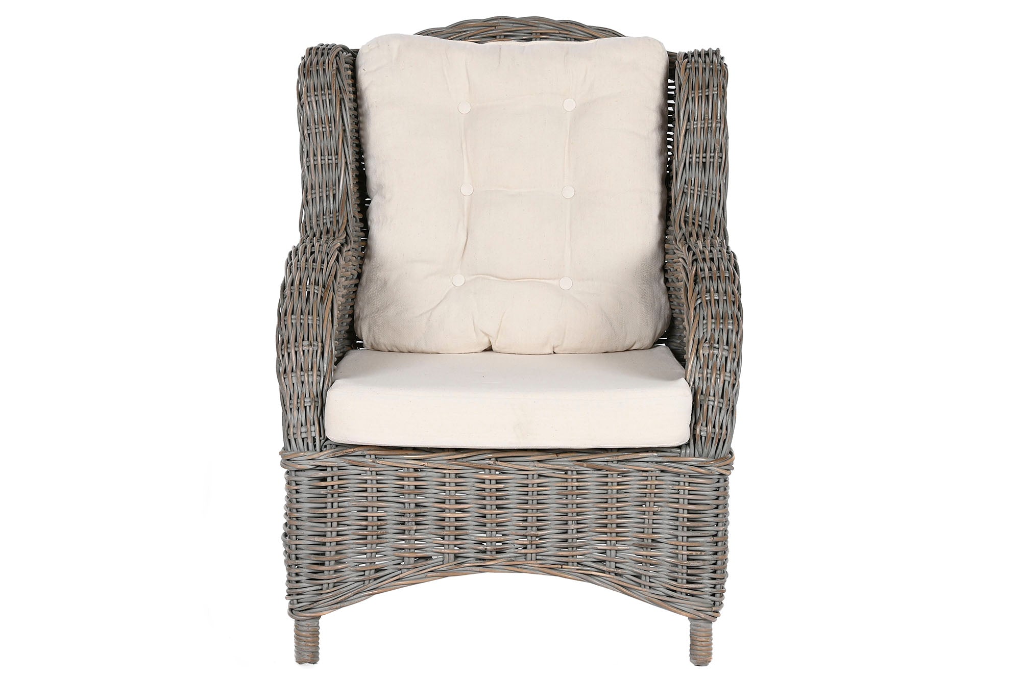 Set of 2 Rattan Armchairs 76x85x96 with Footrest and Cushion