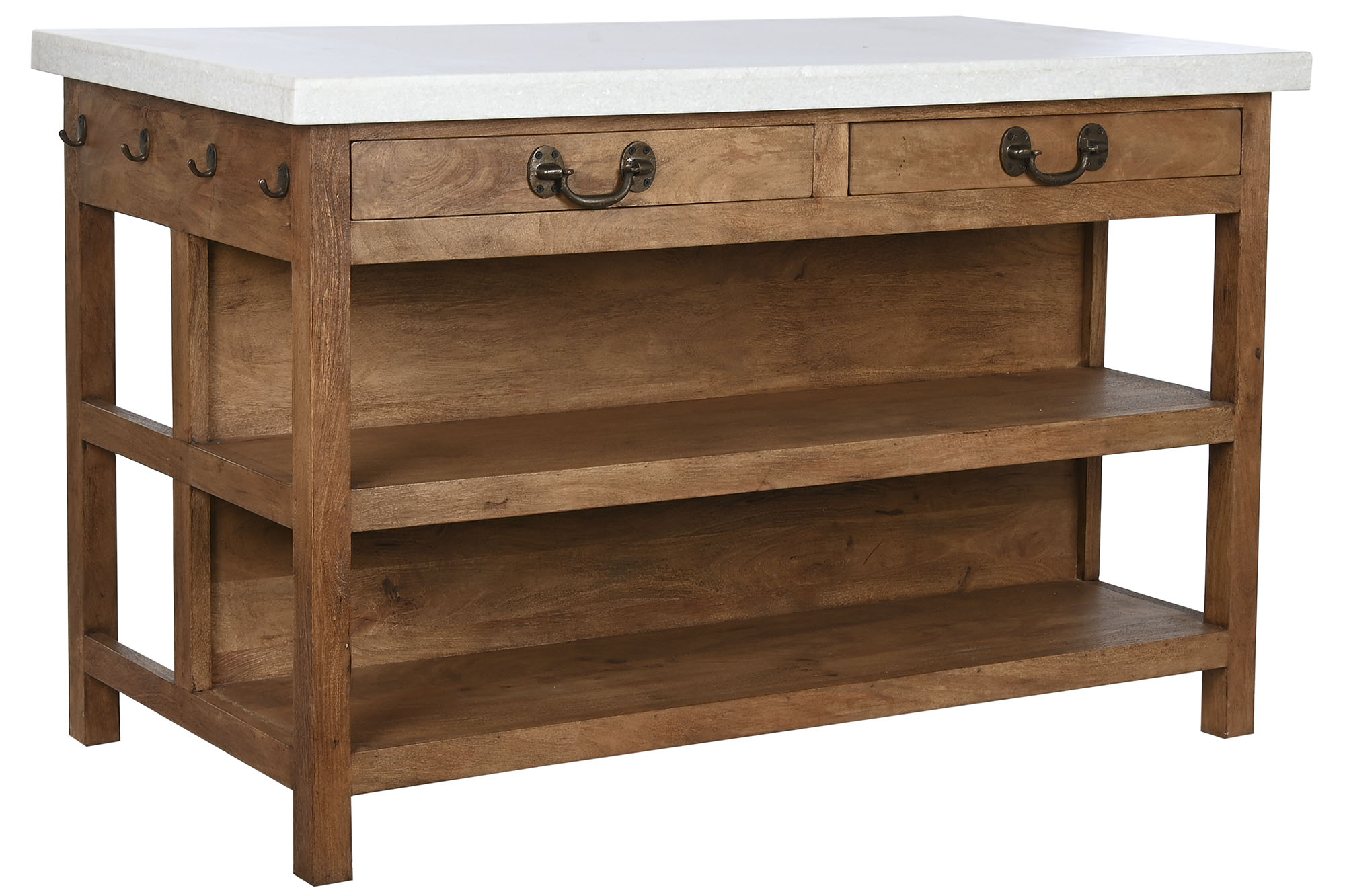 Kitchen Island Wood Marble 147X77X92 2 Drawers