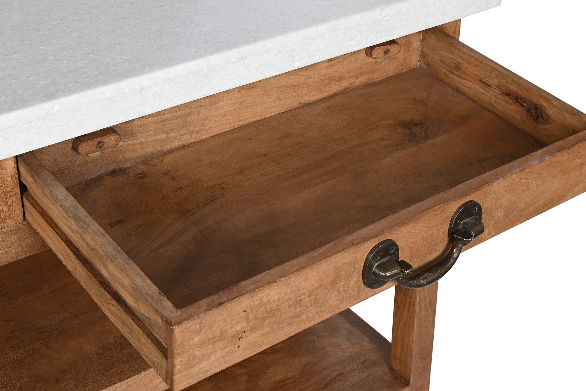 Kitchen Island Wood Marble 147X77X92 2 Drawers