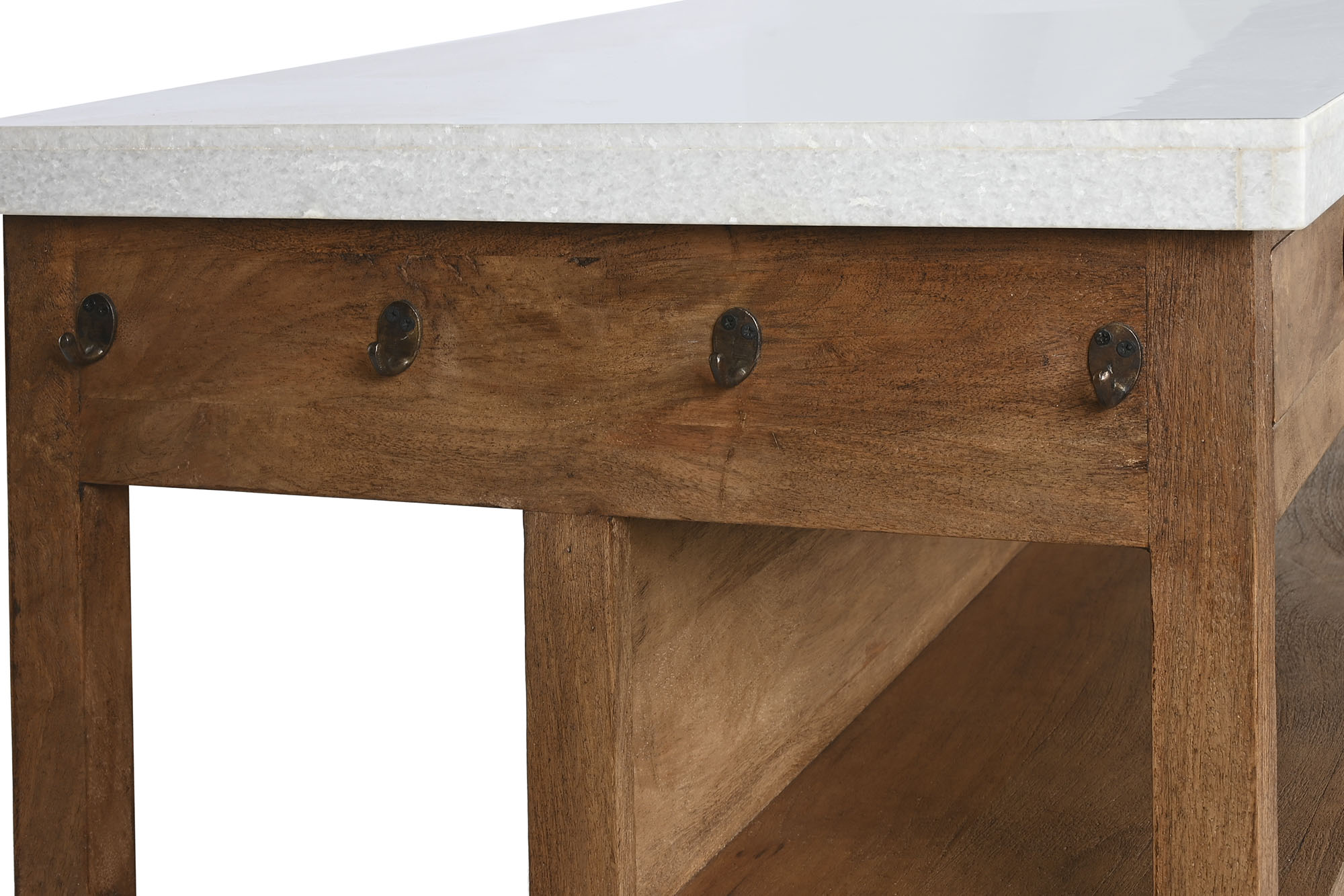 Kitchen Island Wood Marble 147X77X92 2 Drawers