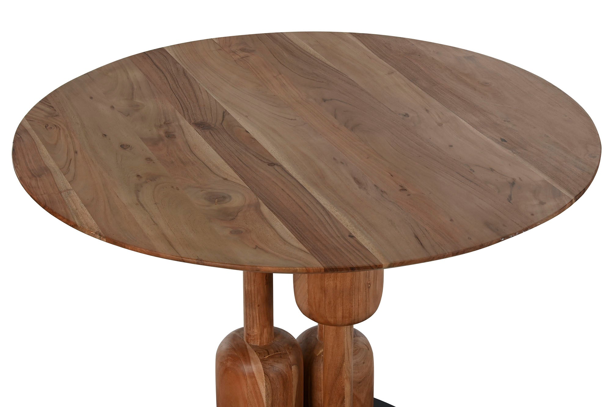 Mesa de Jantar Redonda de Metal Acácia 106X106X76