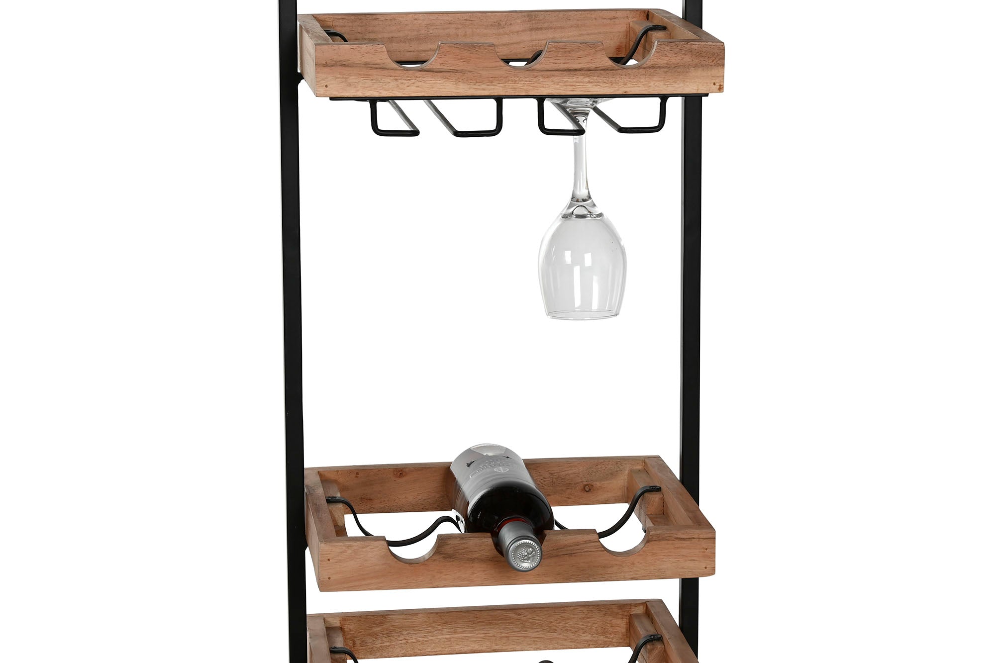 Acacia Metal Wine Rack 35X25X75 Natural