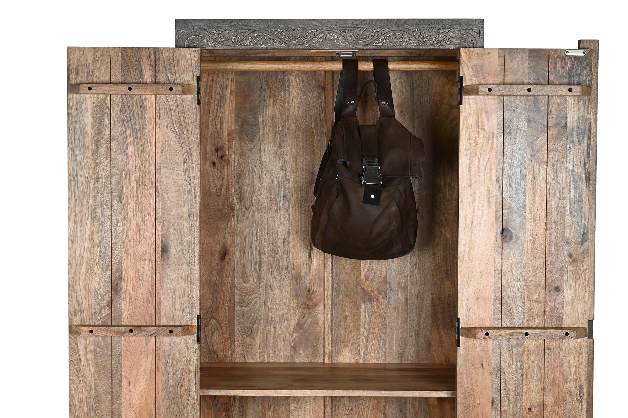 Armario Madera 85,5X47X180 Tallado Gris