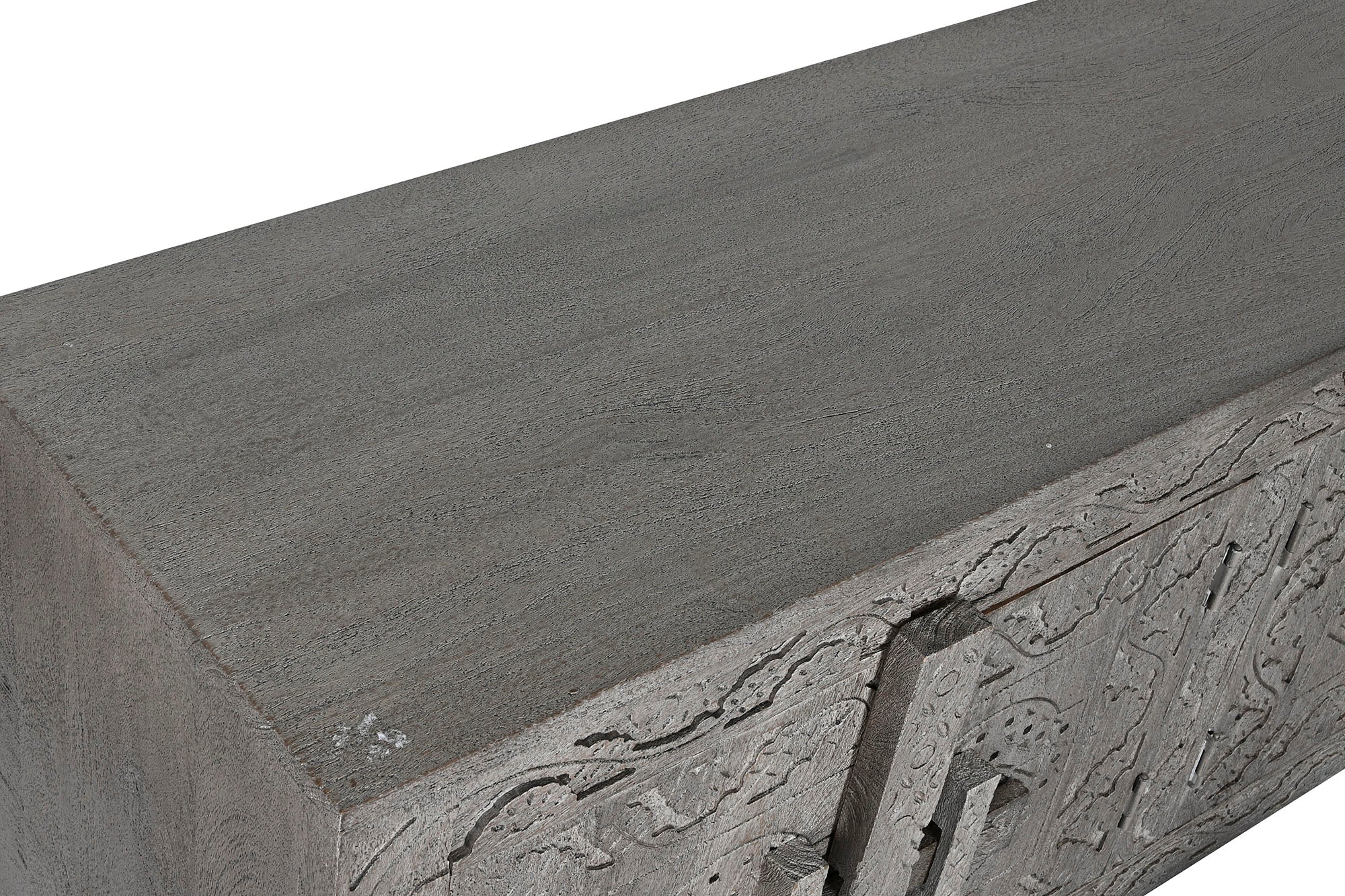 Mueble Tv Madera 200X40X61 Tallado Gris