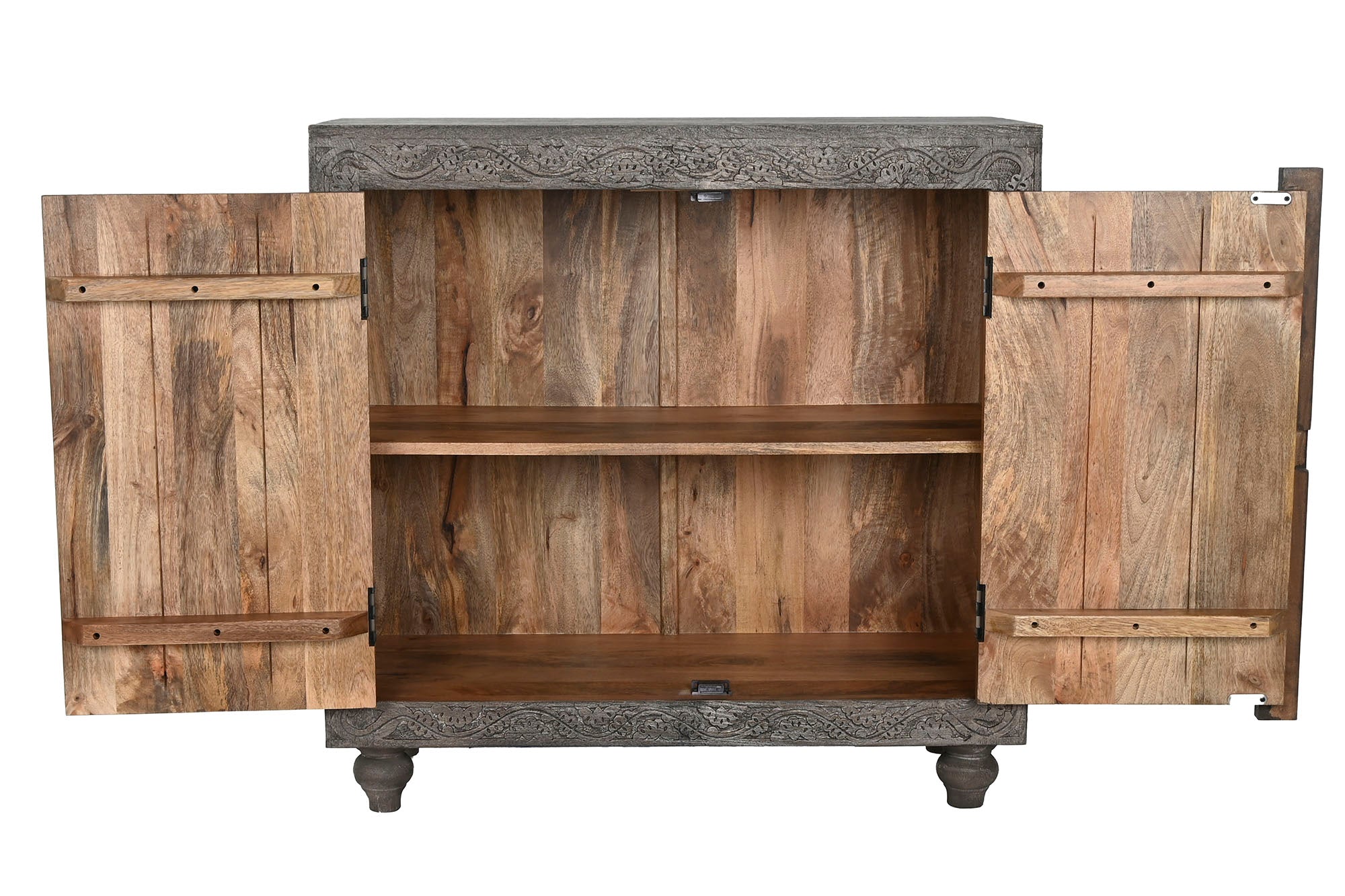 Aparador Madera 91,5X40X90 Tallado Gris