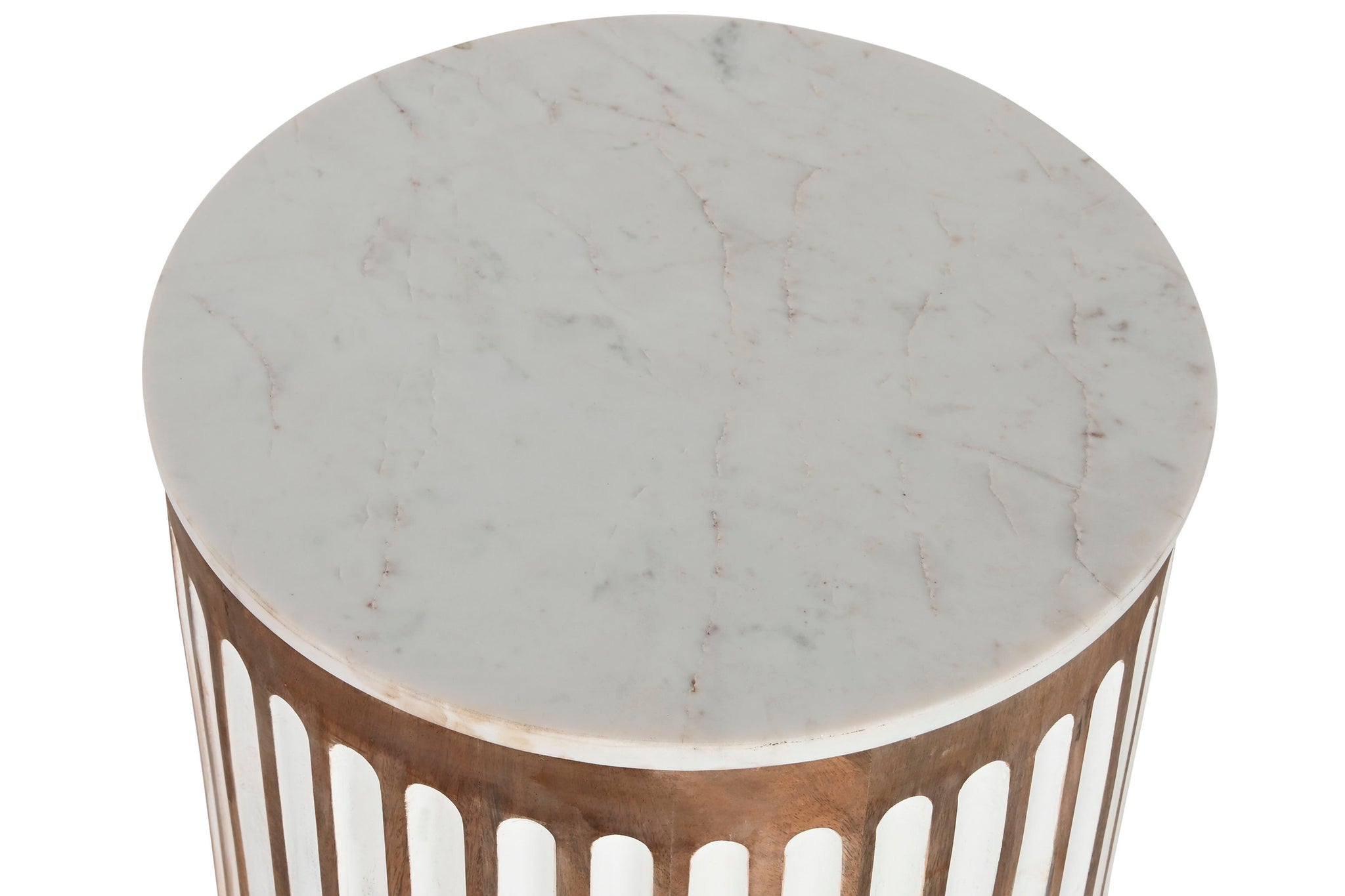 Mesita Auxiliar Mango Marmol 41X41X52 Blanco
