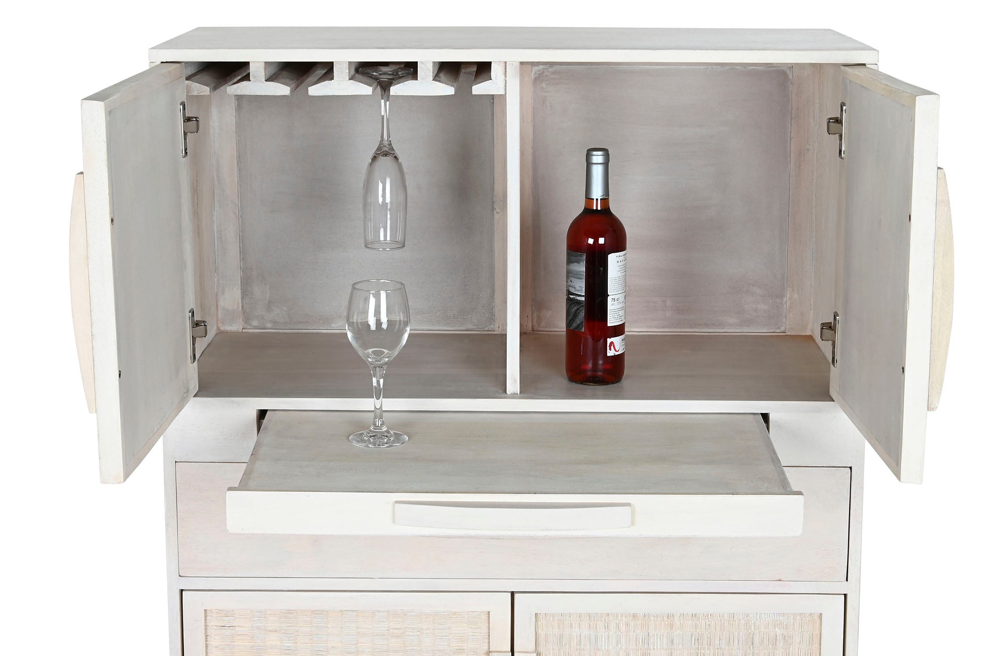 Mueble Bar Mango Ratan 85X40X123 Blanco Roto