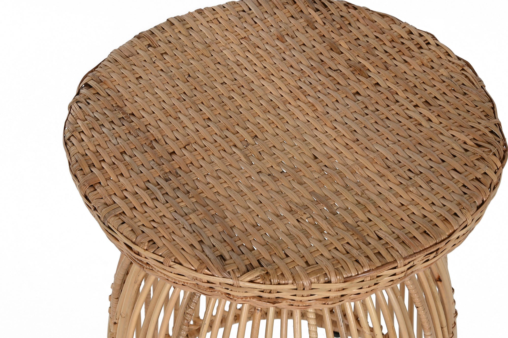 Mesita Auxiliar Ratan Acero 43X43X50 Natural