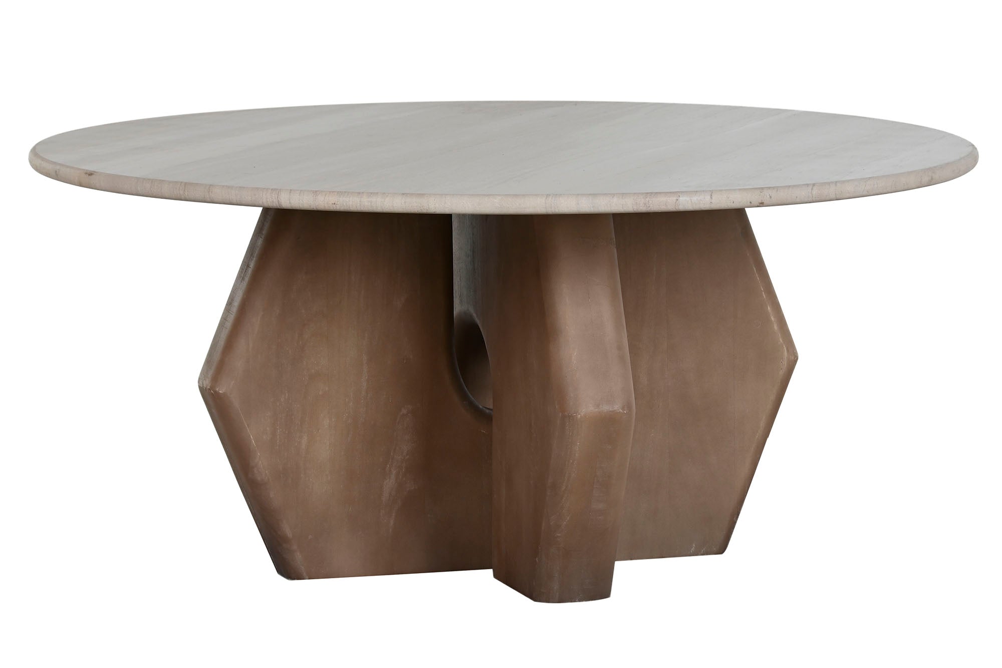 Mesa Centro Marmol Madera 91X91X40 Beige