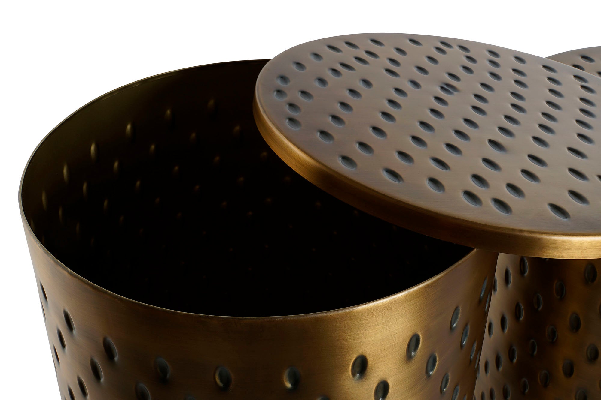 Side Table Set of 2 Metal 43x43x54 Gold Top