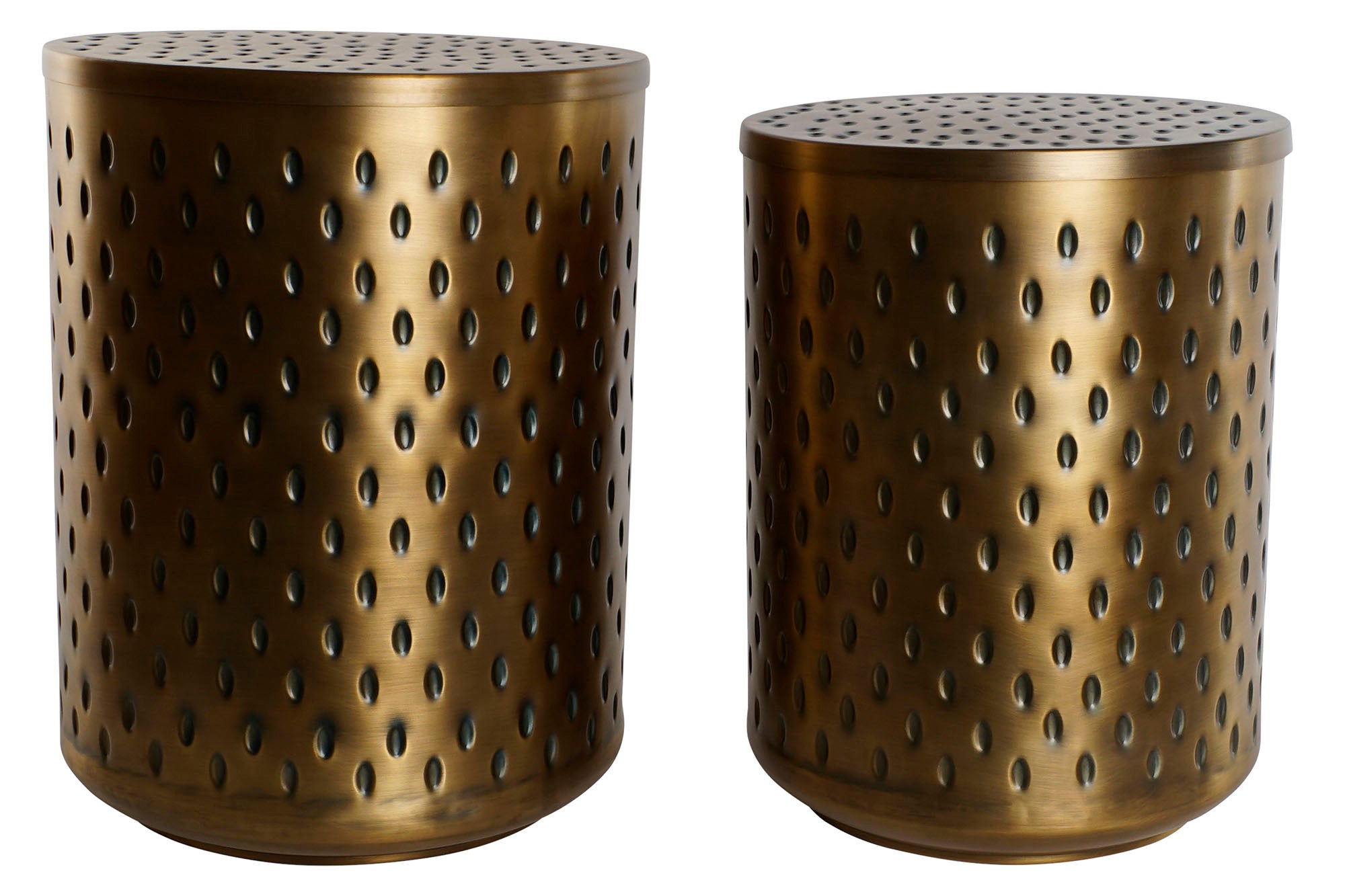 Side Table Set of 2 Metal 43x43x54 Gold Top