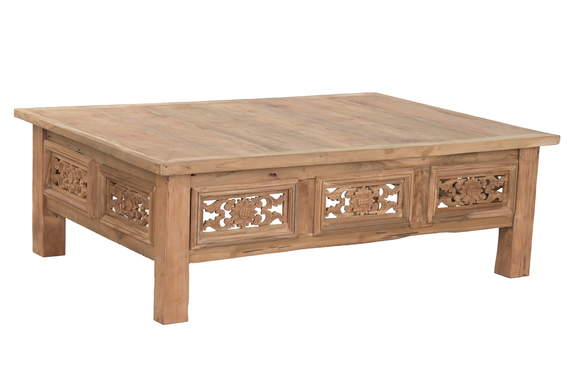 Mesa Centro Teca 140X98X45 Tallado Natural