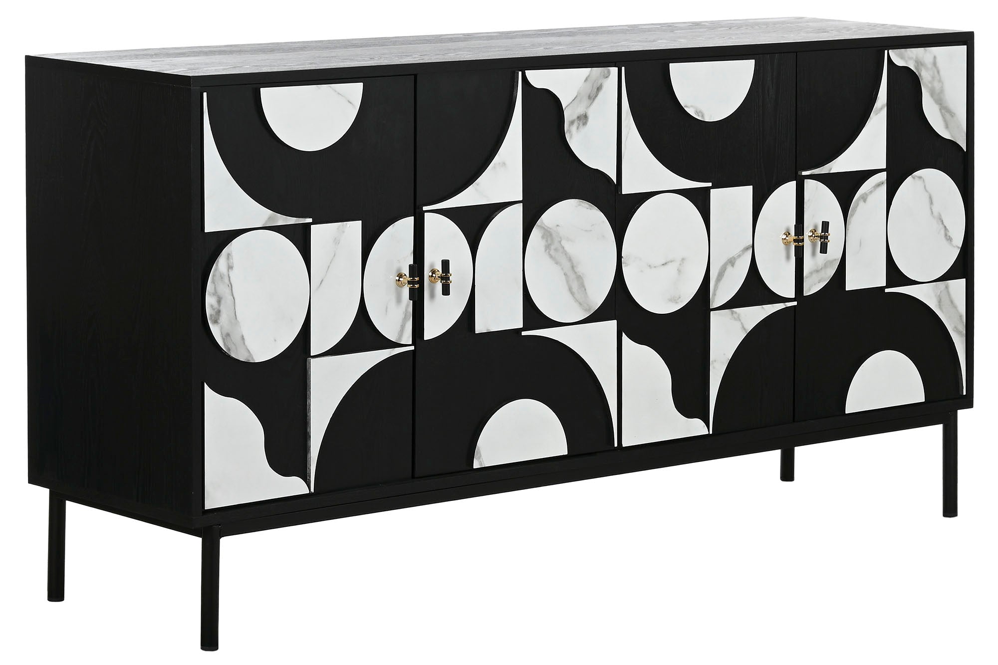 Buffet de metal em abeto 160x40x80 com aparência de mármore